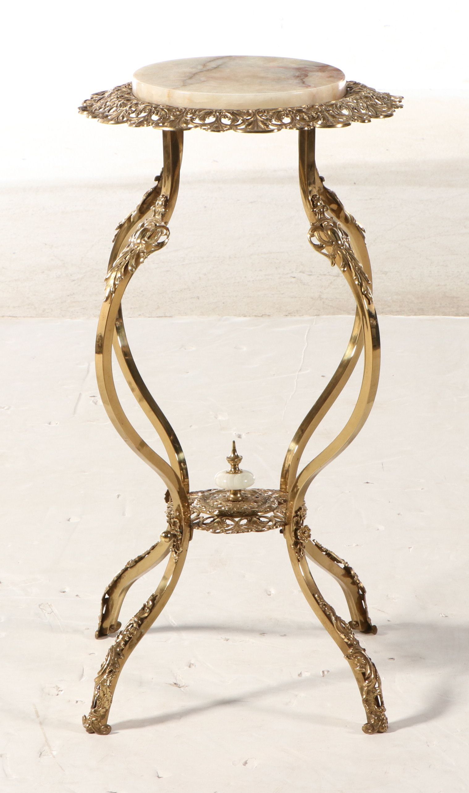 Hollywood Regency  Style Gilt Metal and Marble Pedestal, Mid-20th Century