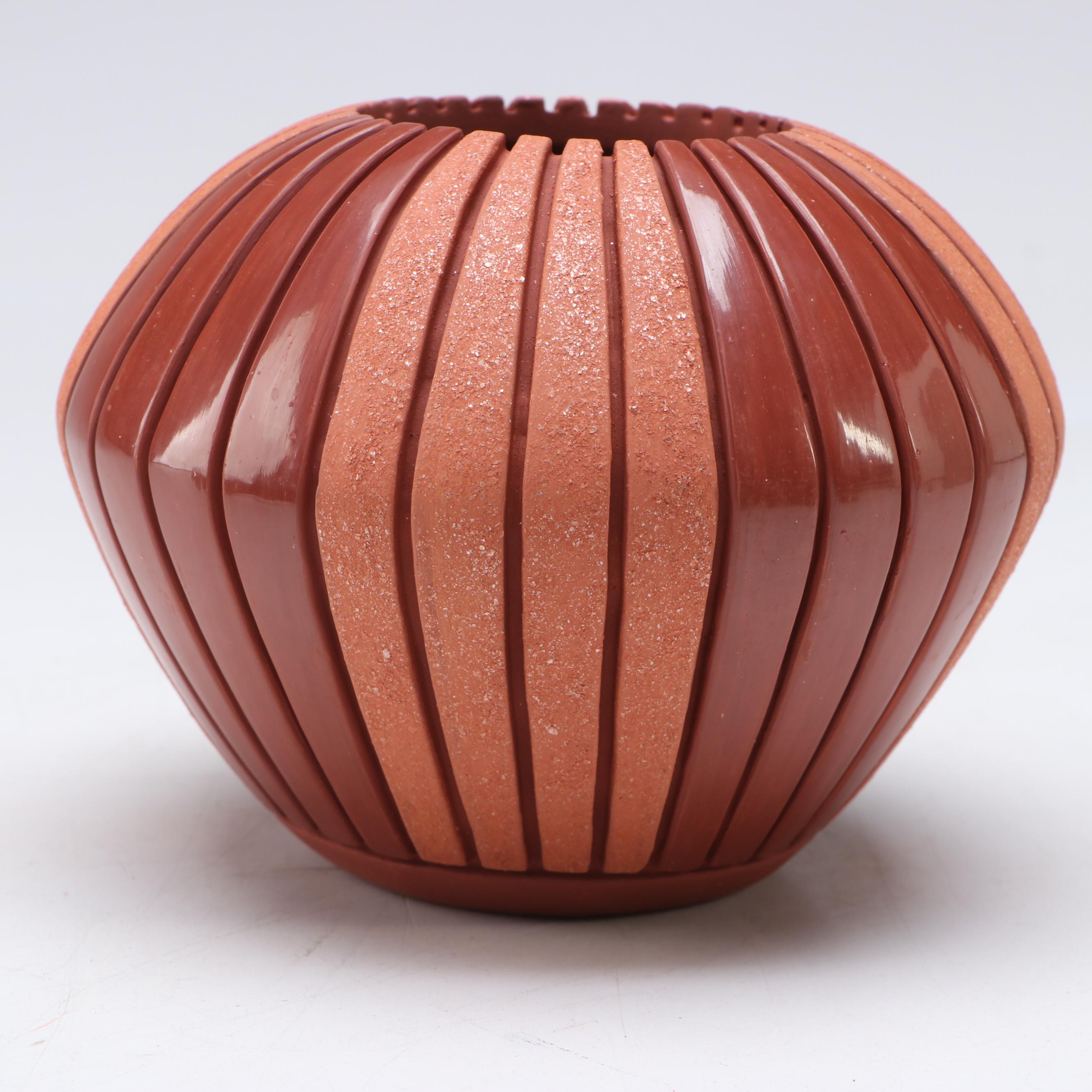 Sue Tapia San Juan Pueblo Incised Redware Olla