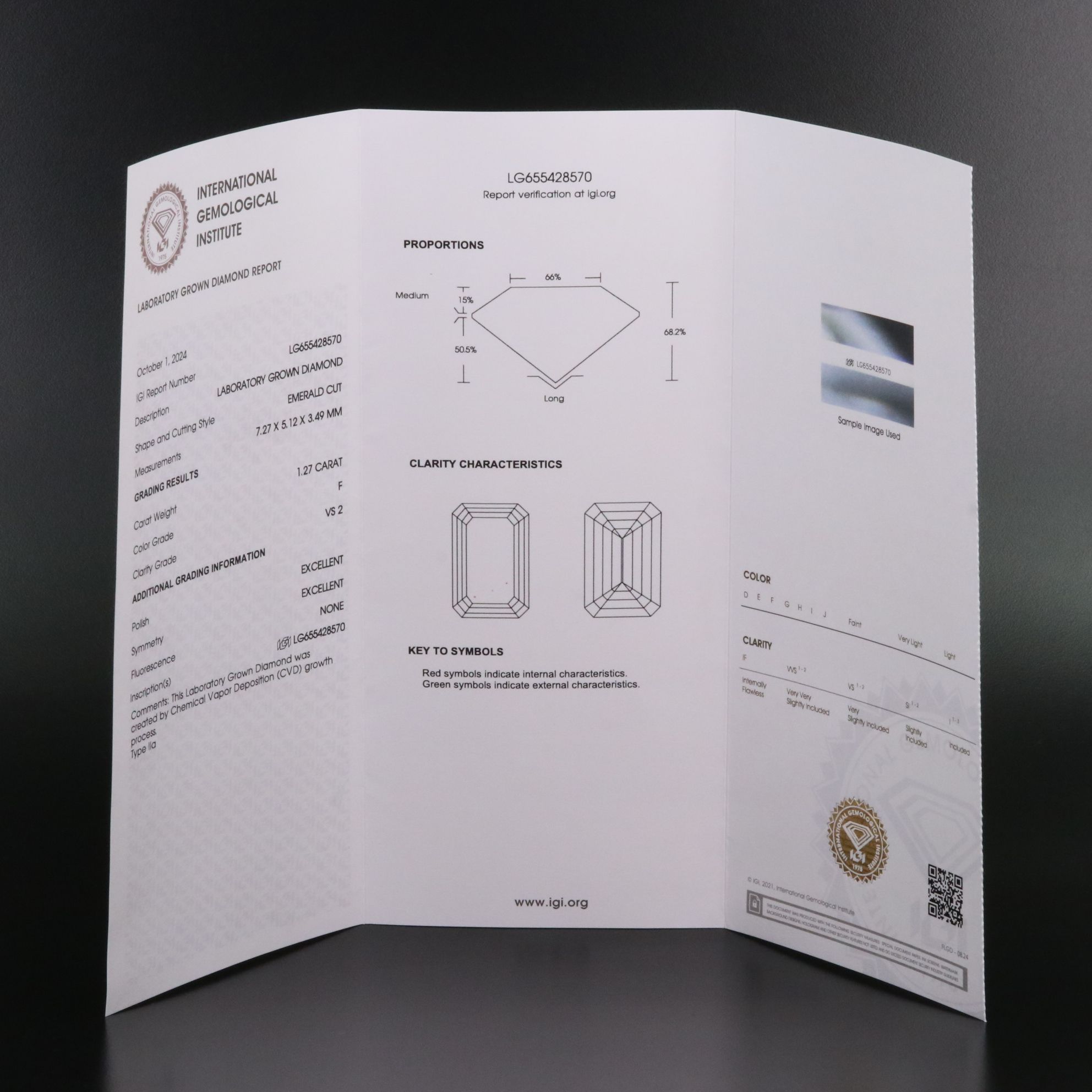 Loose 1.27 CT Lab Grown Diamond with IGI Report