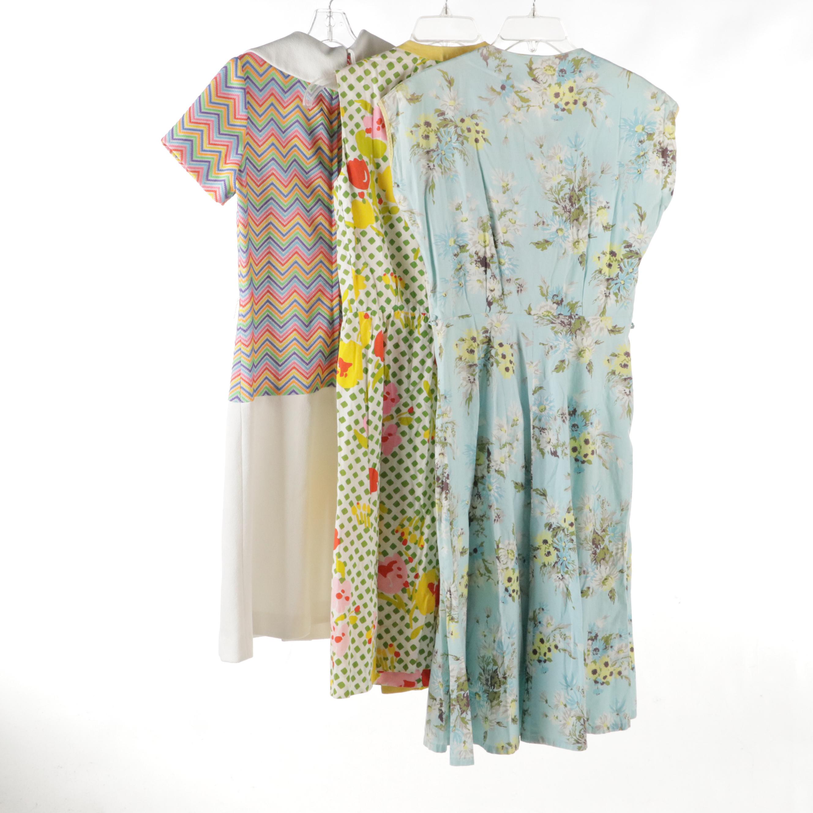 Floral Button-Front Midi Dress and Wrap Dress with Collared Drop Waist Dress