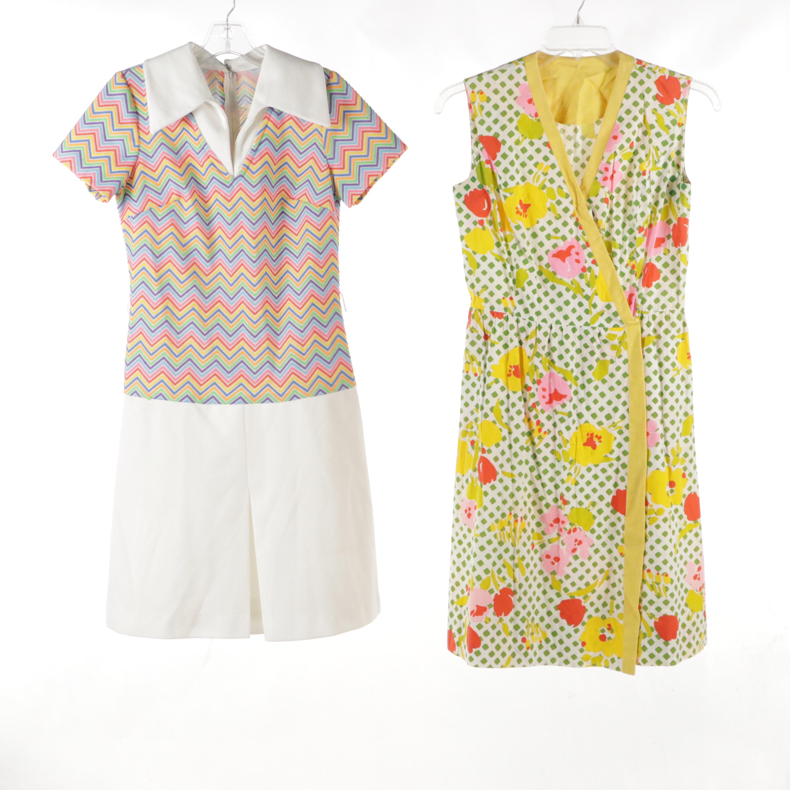 Floral Button-Front Midi Dress and Wrap Dress with Collared Drop Waist Dress