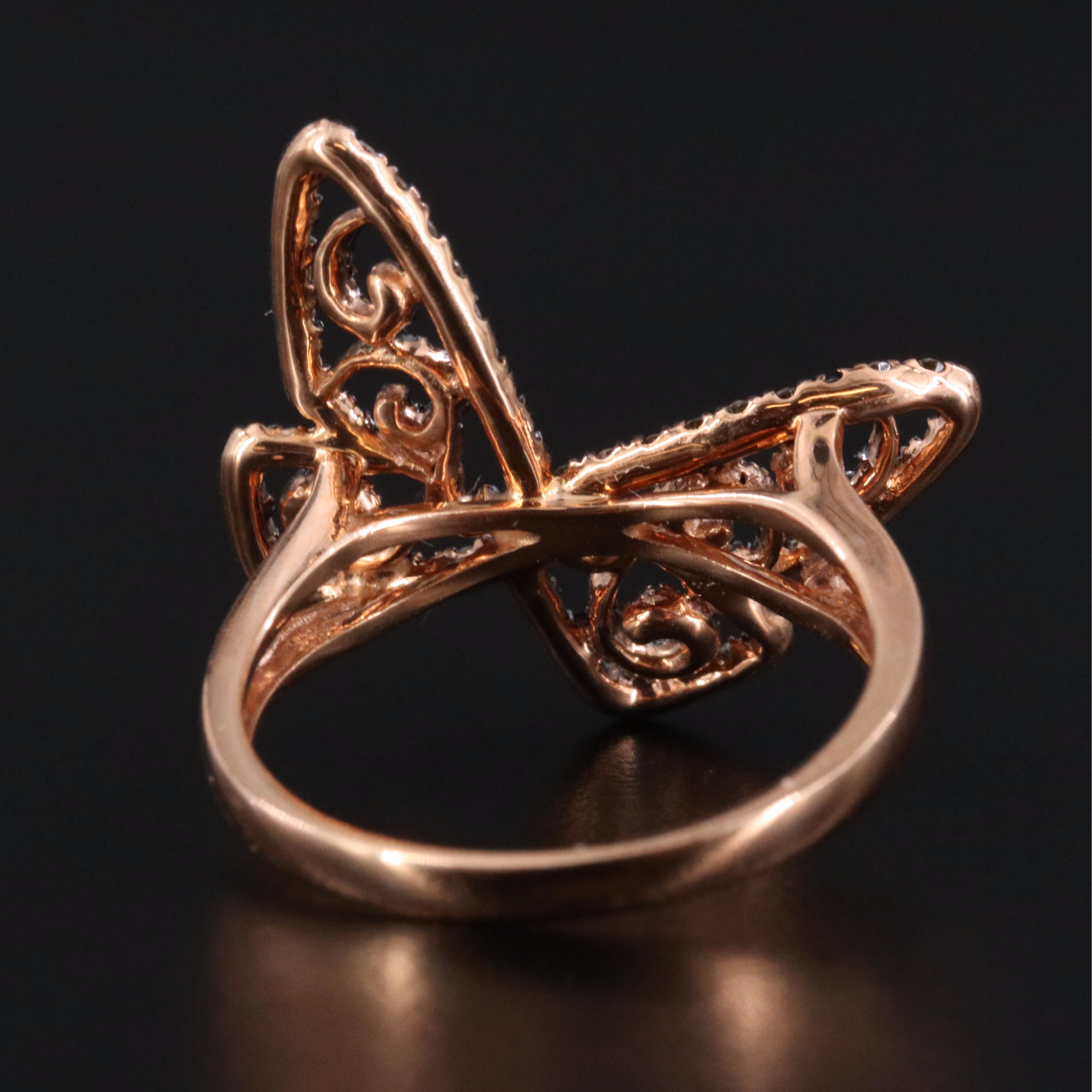 10K Rose Gold 0.50 CTW Diamond Butterfly Ring