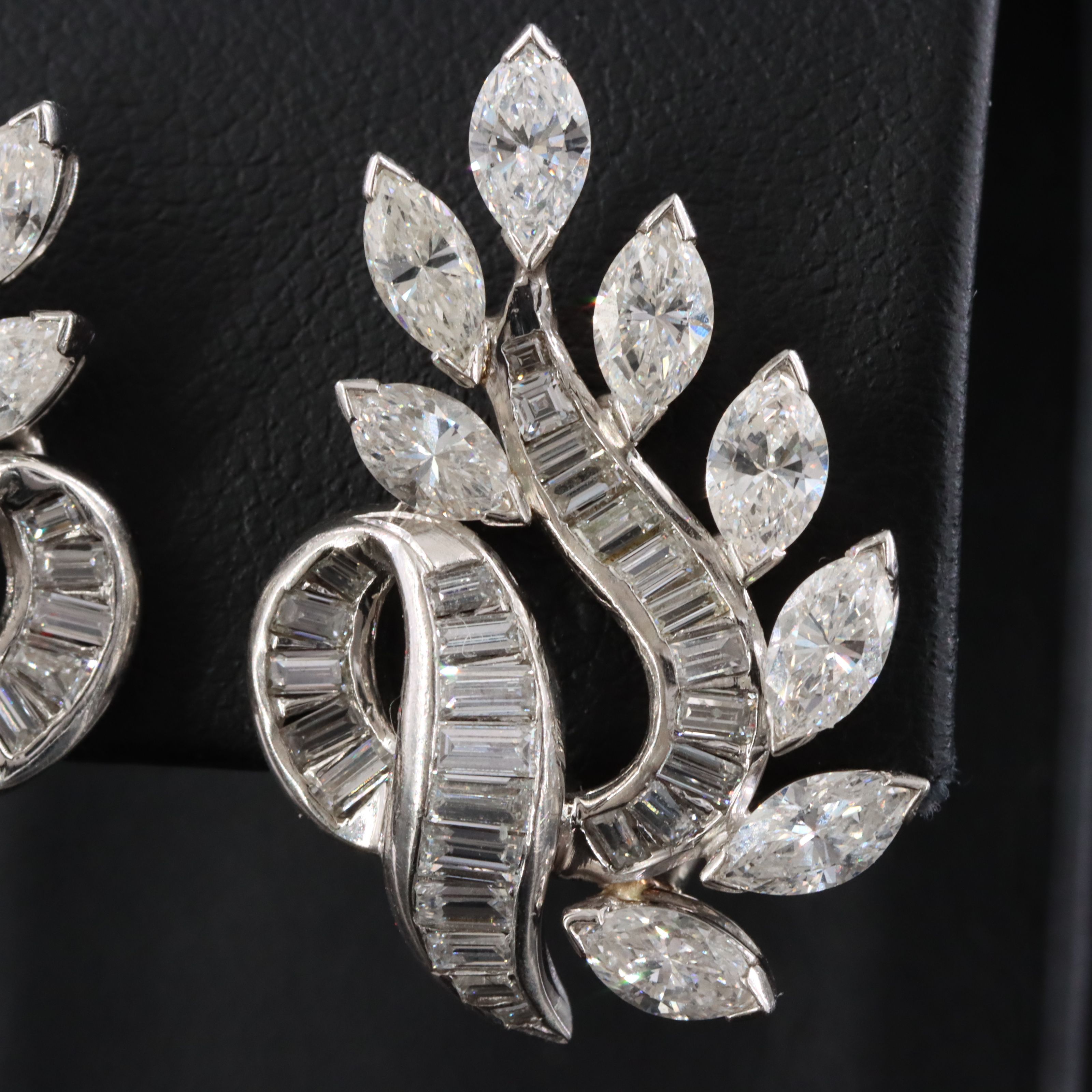 1950s Platinum 4.59 CTW Diamond Earrings