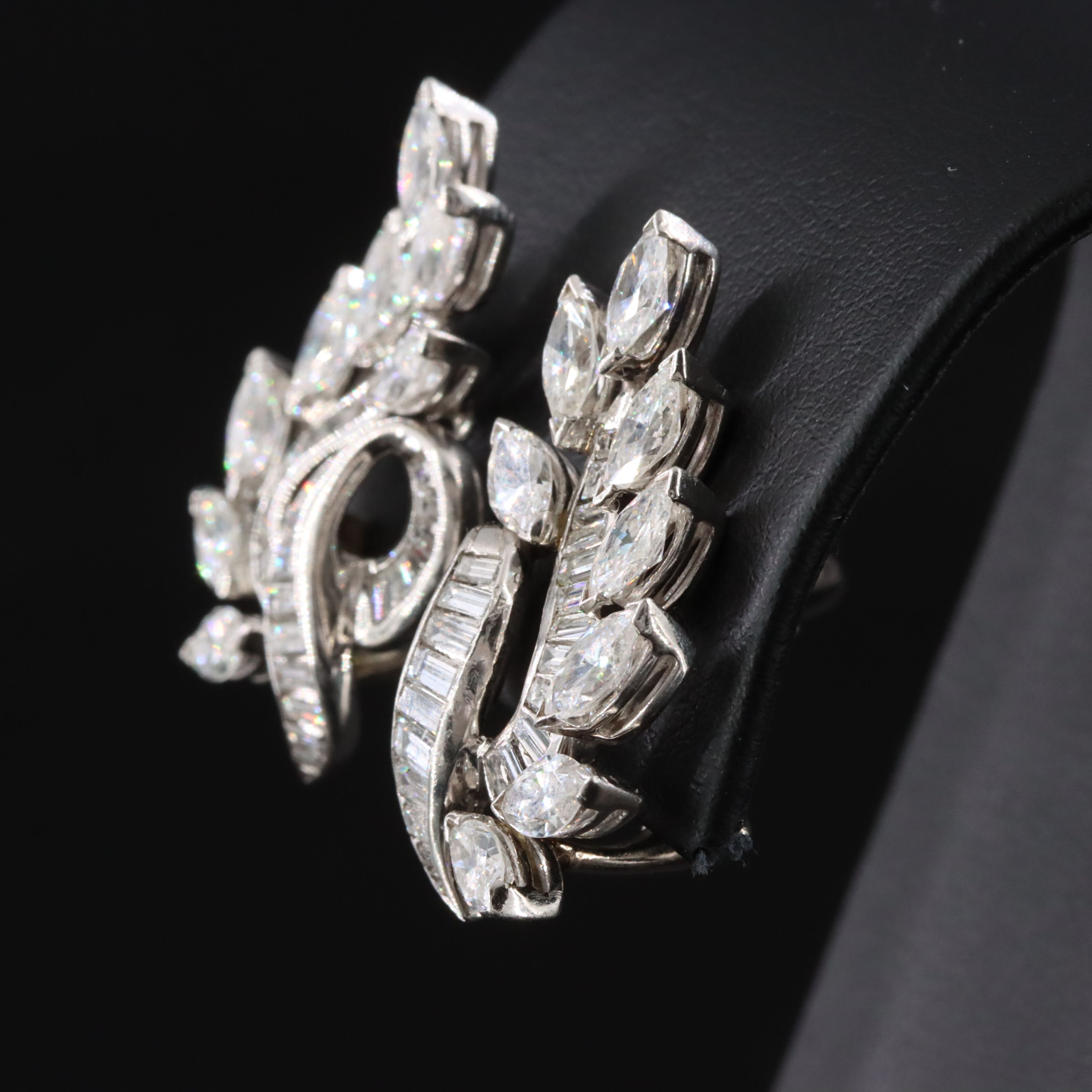 1950s Platinum 4.59 CTW Diamond Earrings