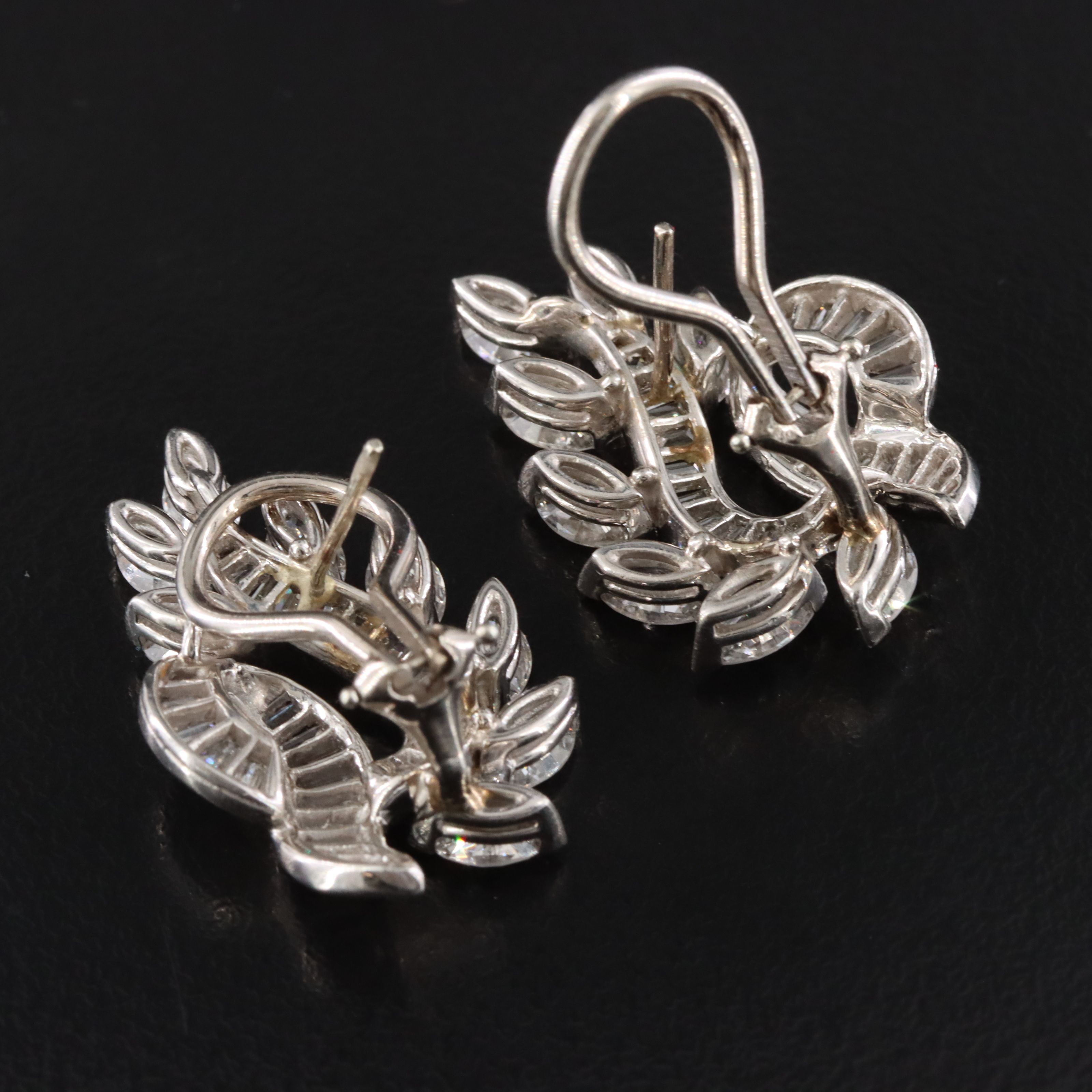 1950s Platinum 4.59 CTW Diamond Earrings