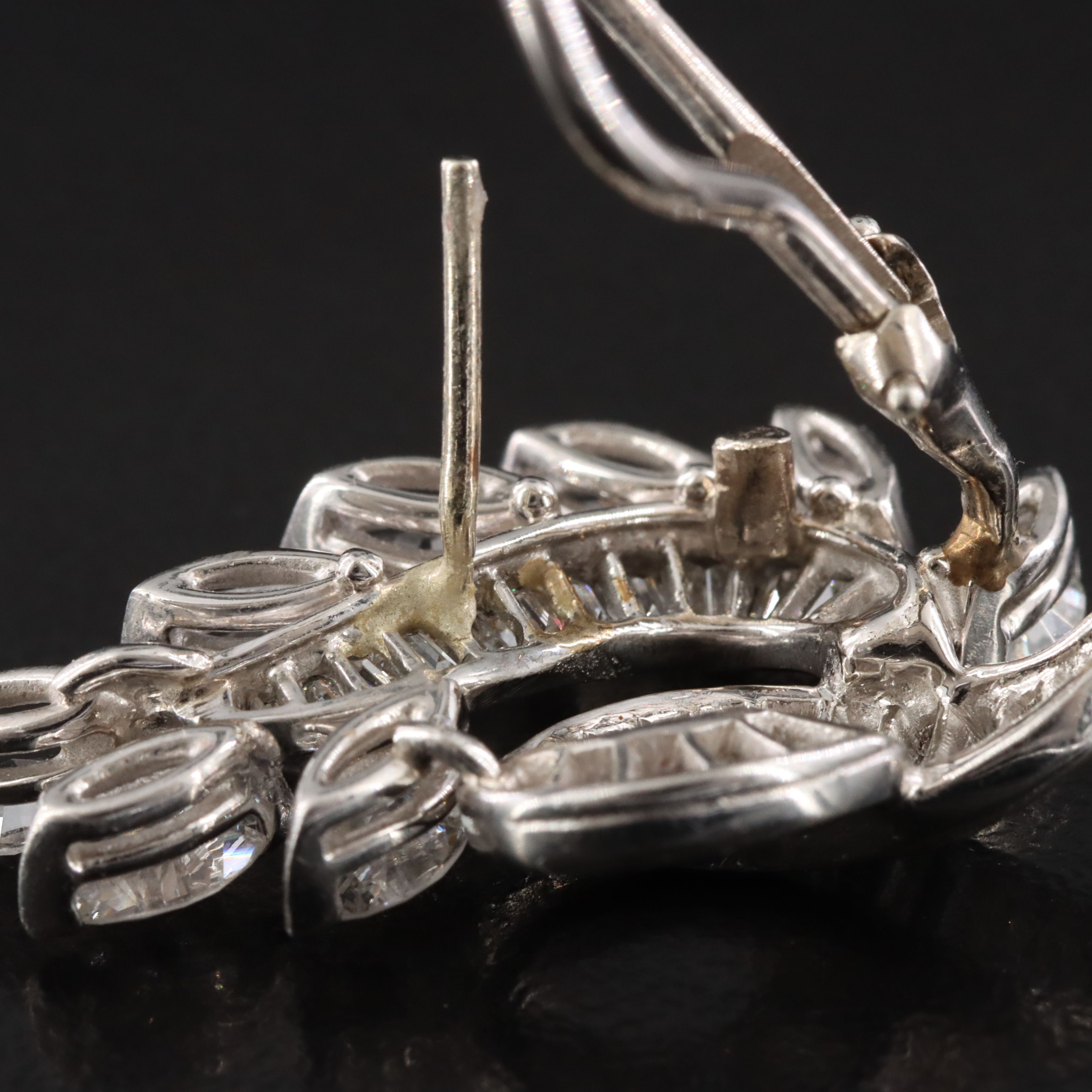 1950s Platinum 4.59 CTW Diamond Earrings