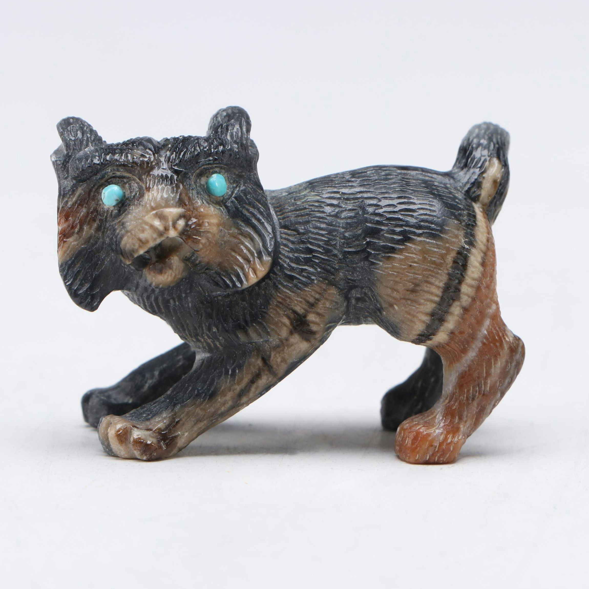 Fabian Cheama Zuni Carved Picasso Marble Bobcat Fetish