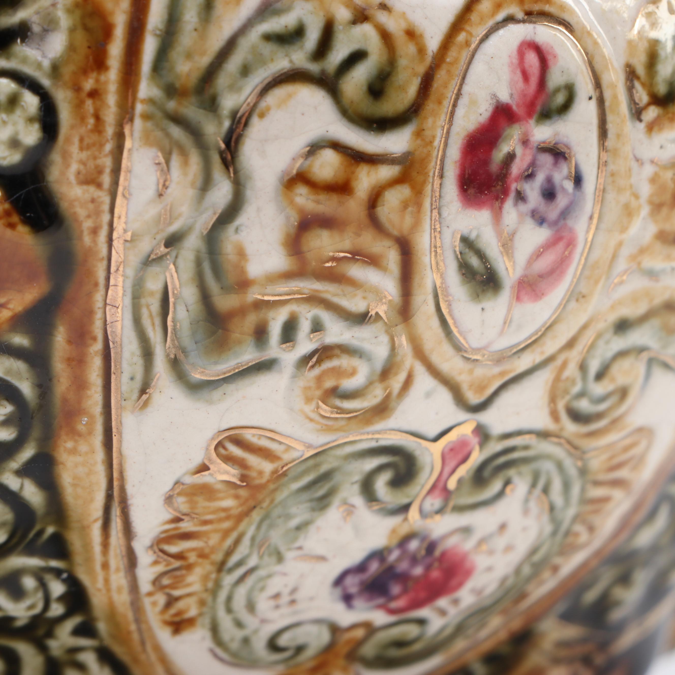 Alhambrian Majolica Hand-Painted Ceramic Basket