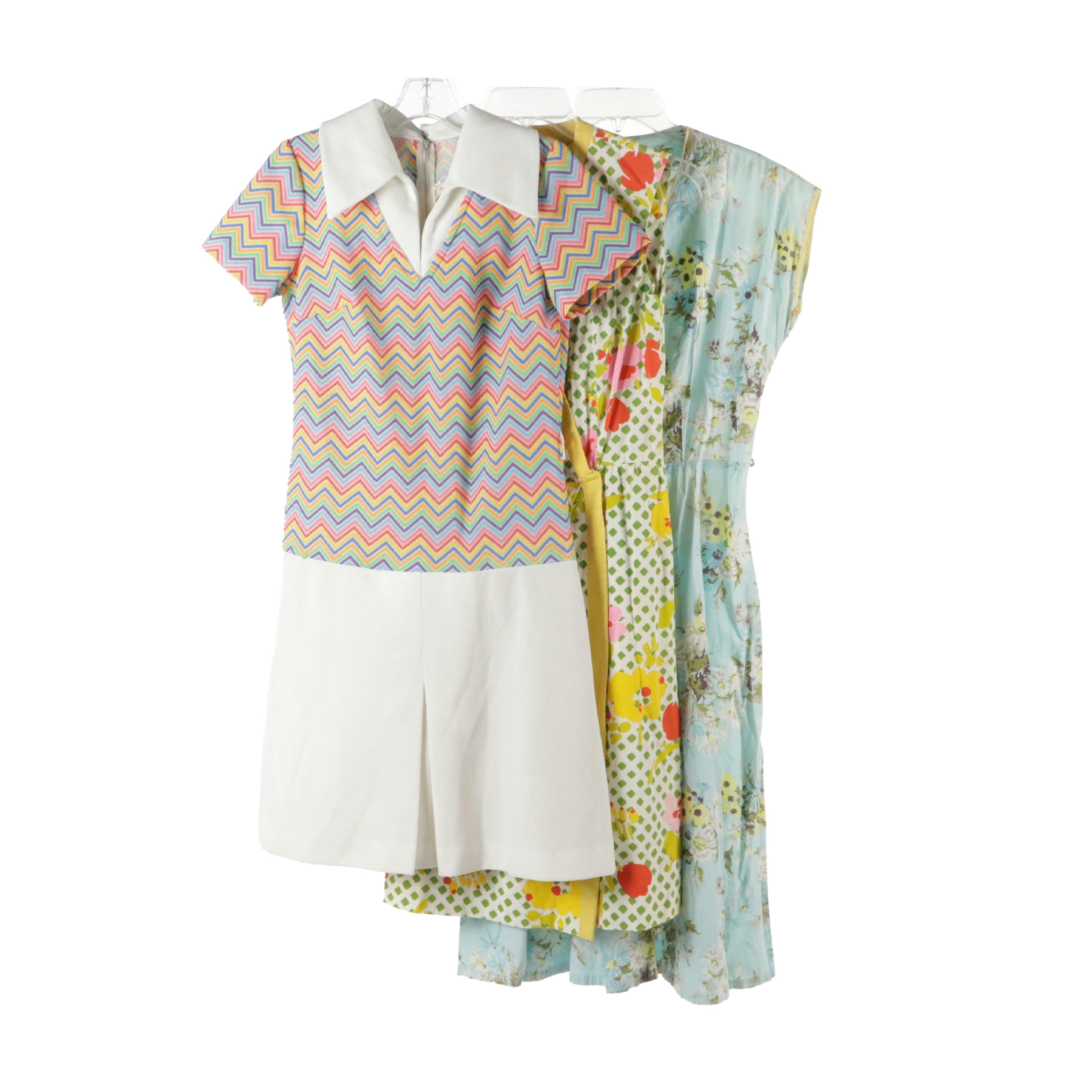 Floral Button-Front Midi Dress and Wrap Dress with Collared Drop Waist Dress