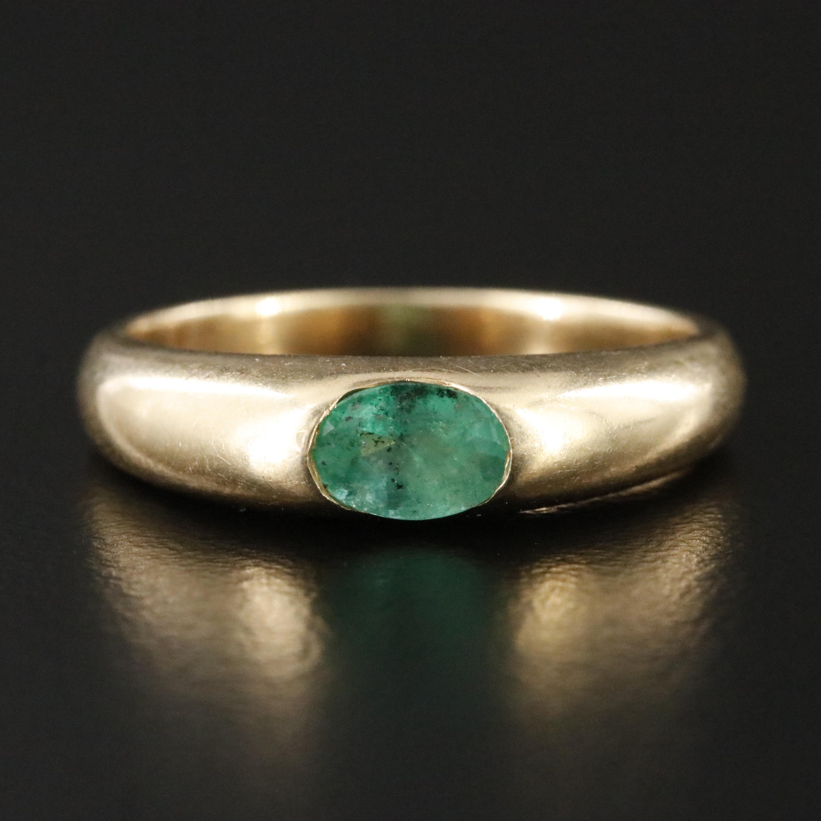 14K Emerald East-West Set Band