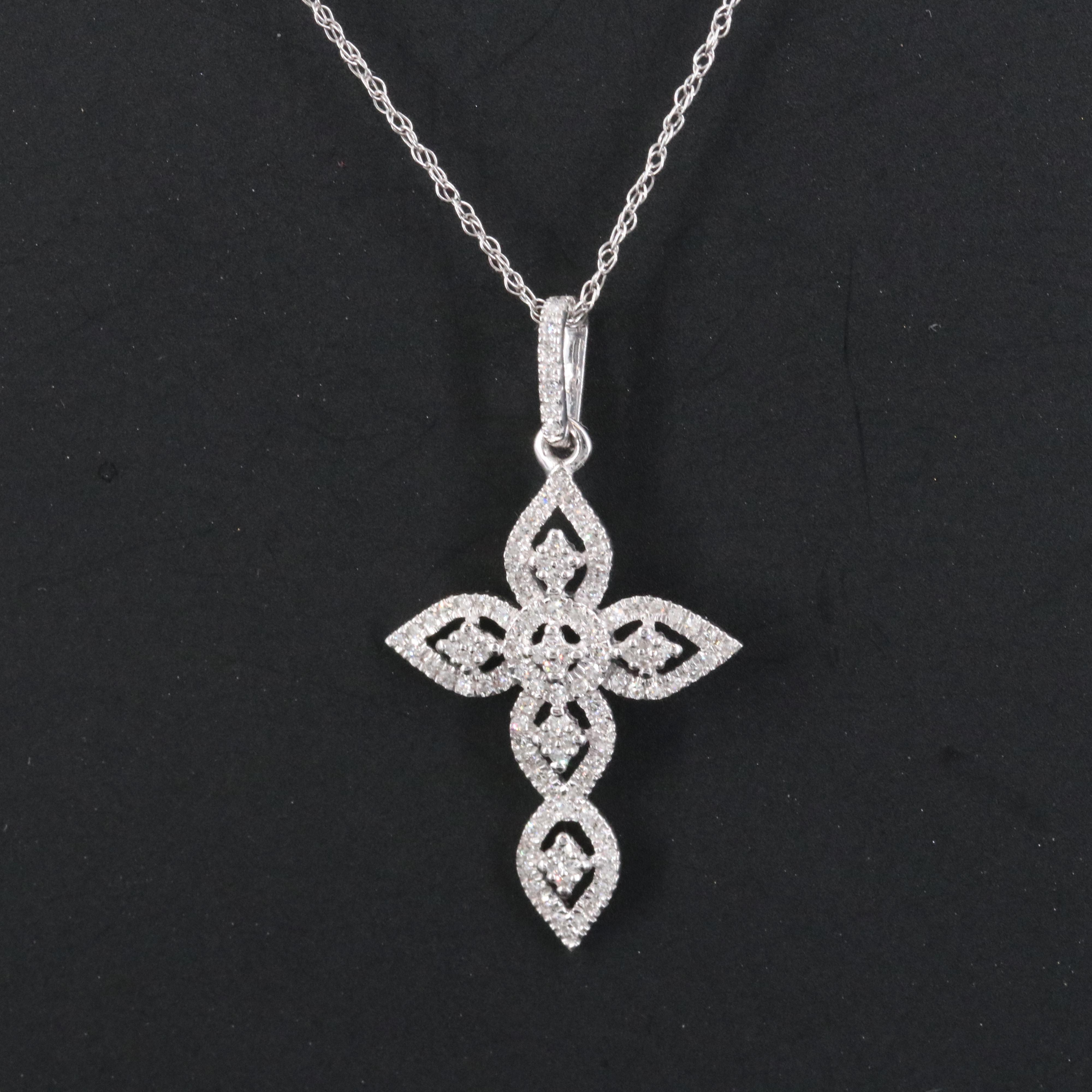 10K 0.26 CTW Diamond Cross Necklace