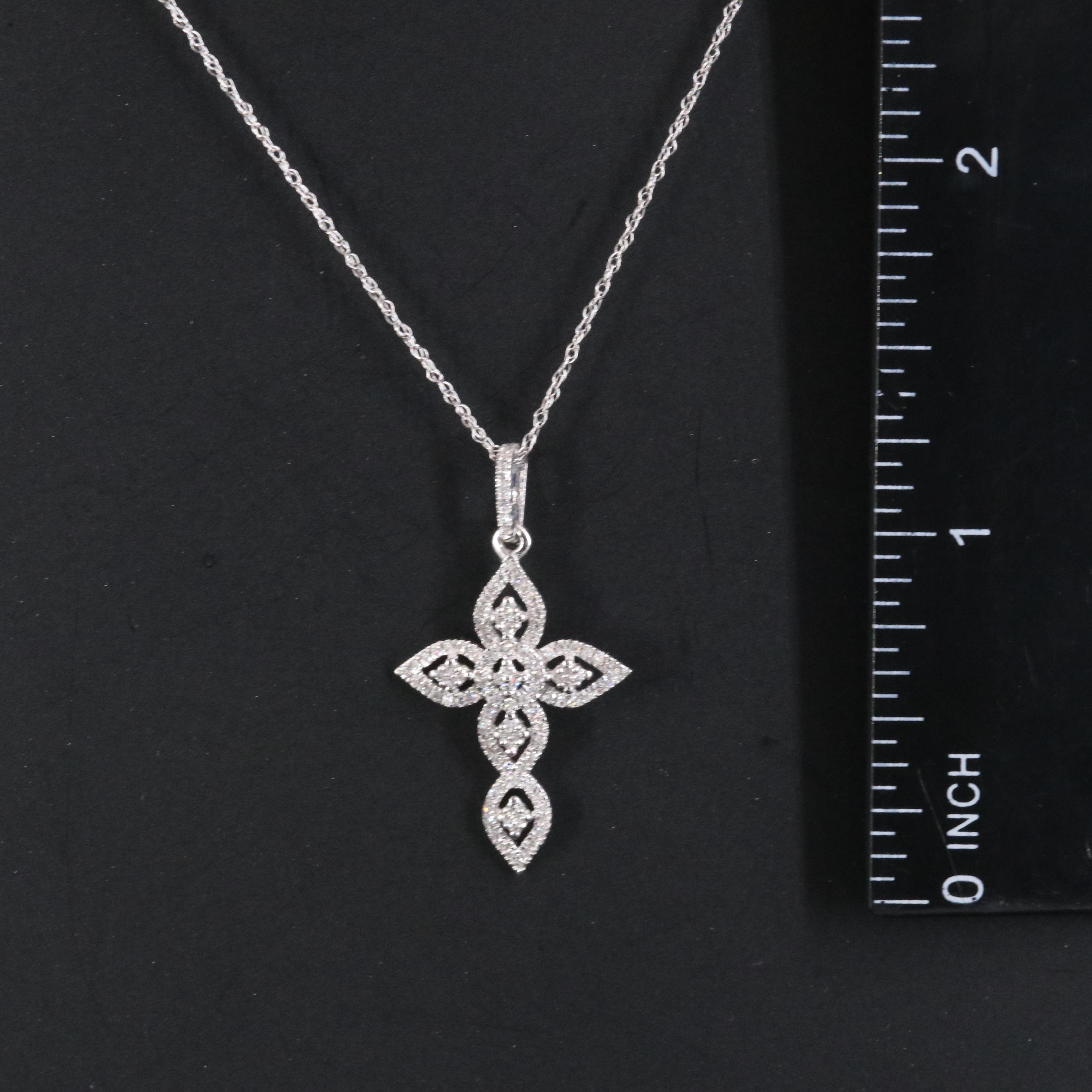 10K 0.26 CTW Diamond Cross Necklace