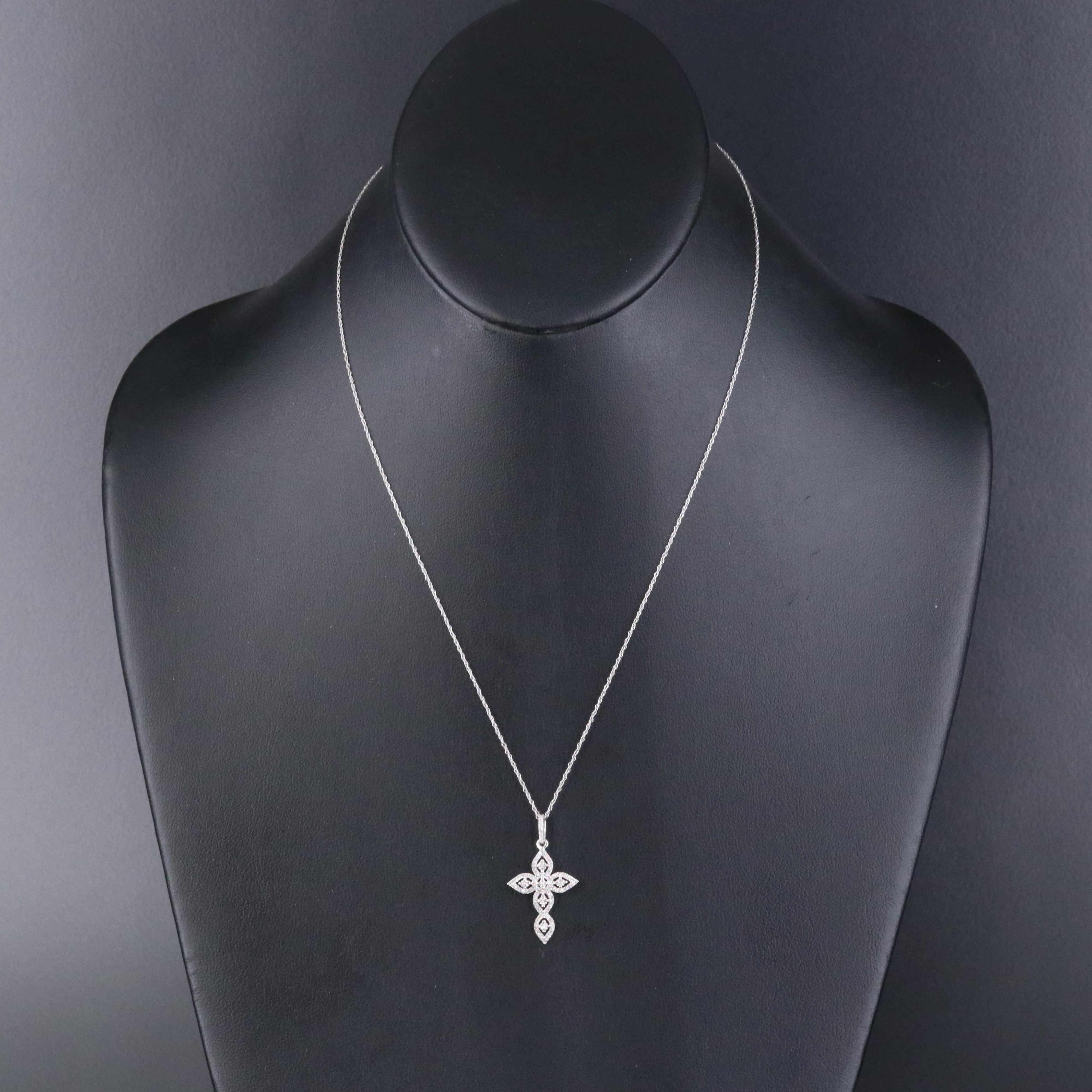 10K 0.26 CTW Diamond Cross Necklace