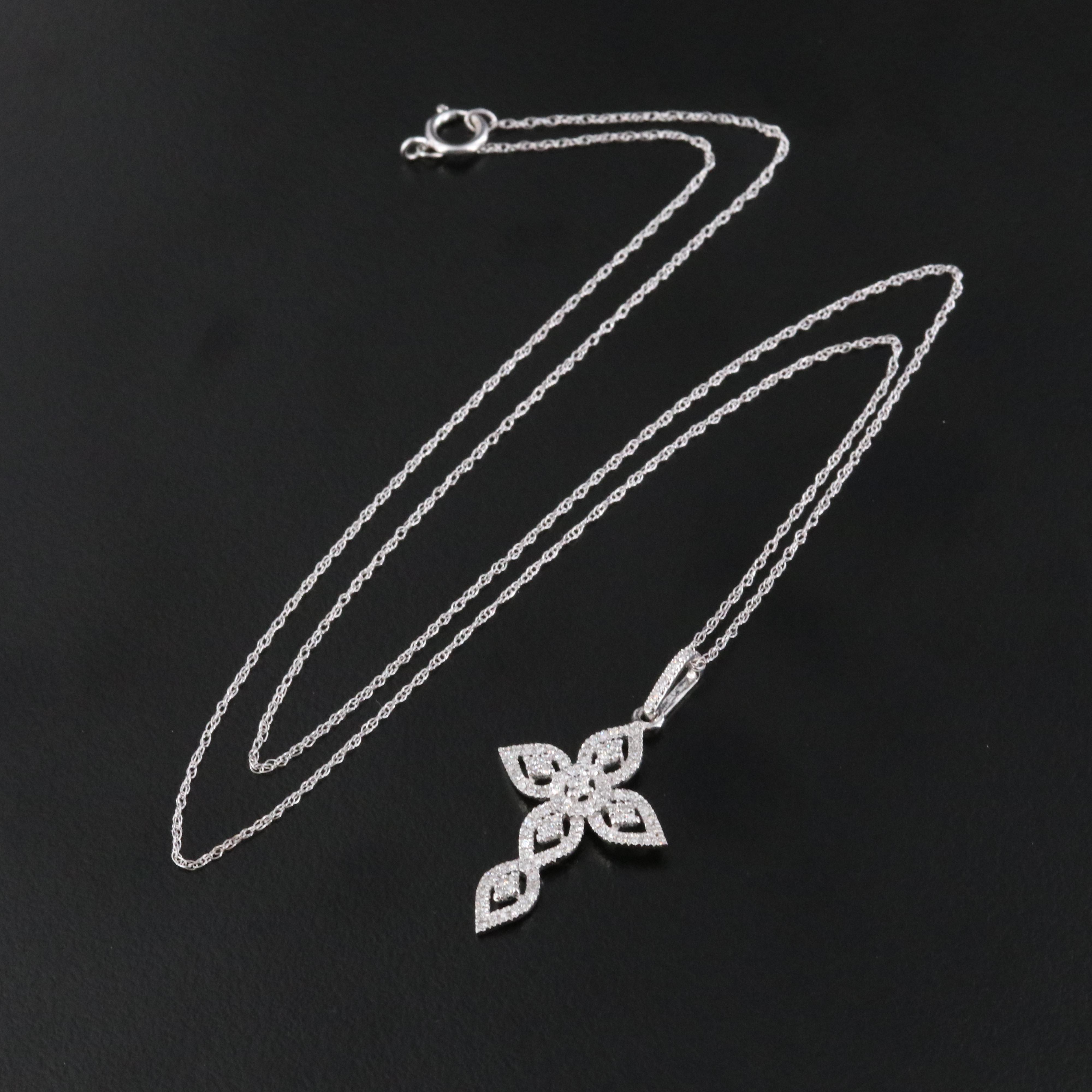 10K 0.26 CTW Diamond Cross Necklace