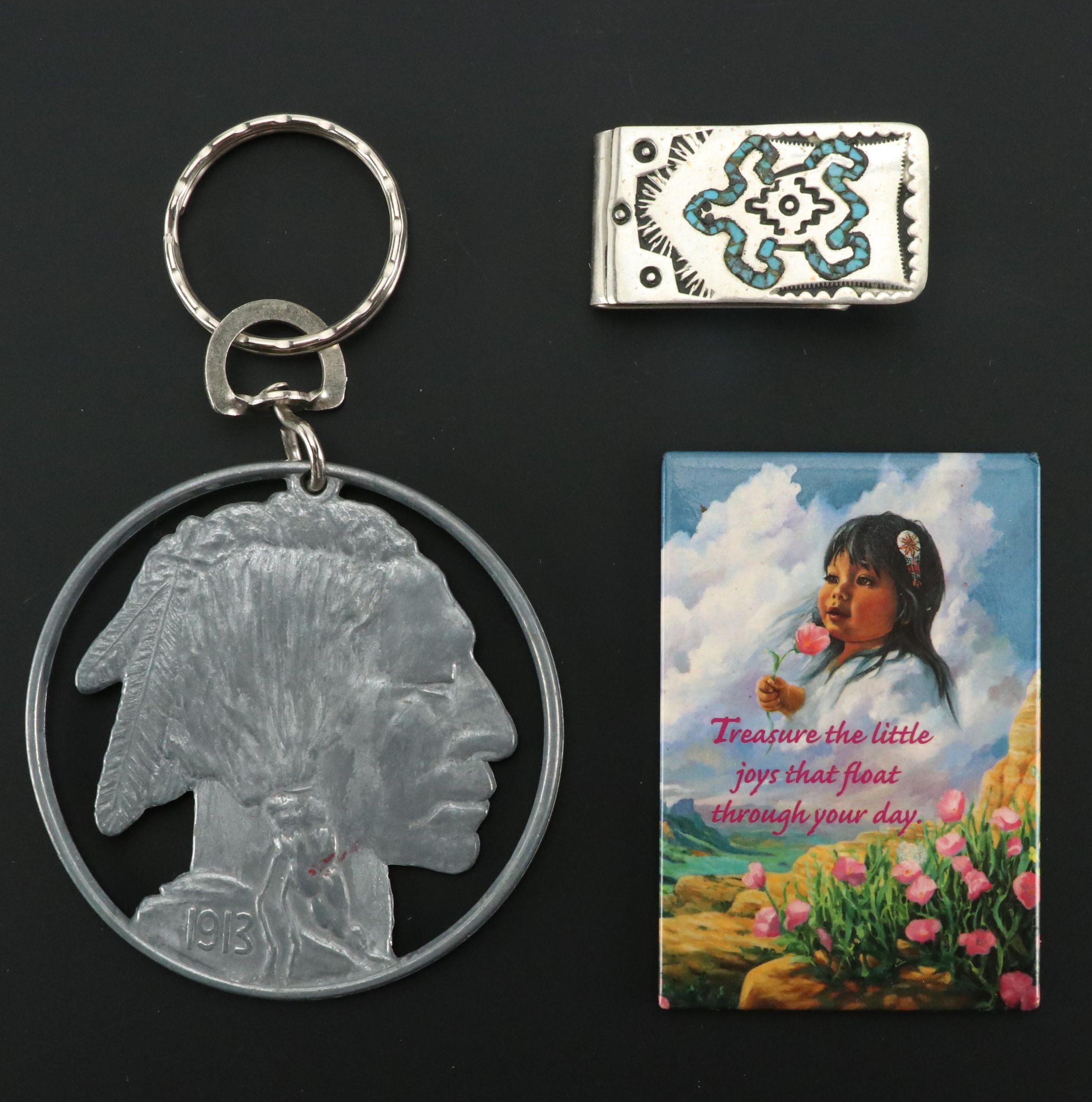 Southwestern Turtle Money Clip, Native American Head Key Ring and Other Magnate