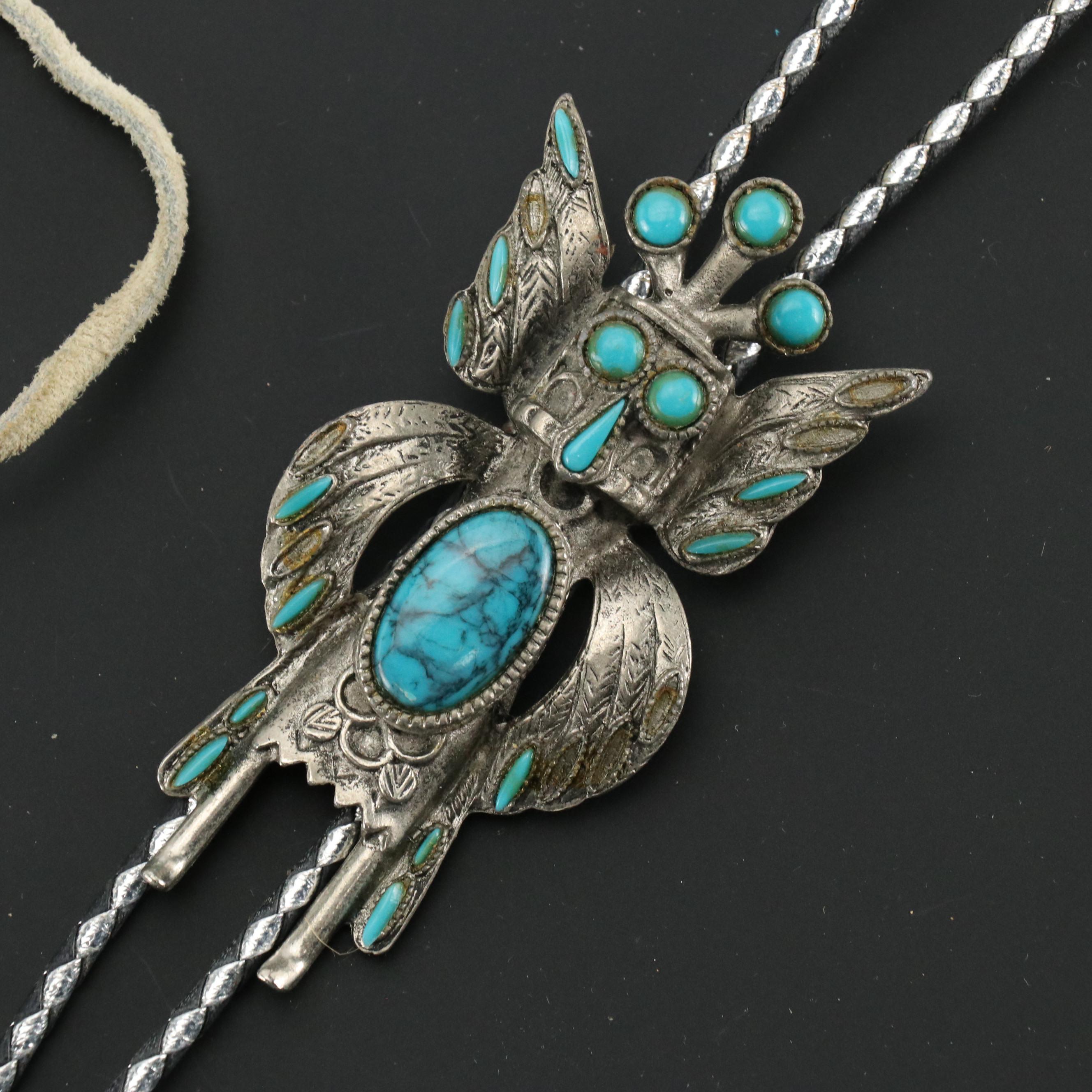 Southwestern Style Bolo Tie and Beaded Choker Necklace