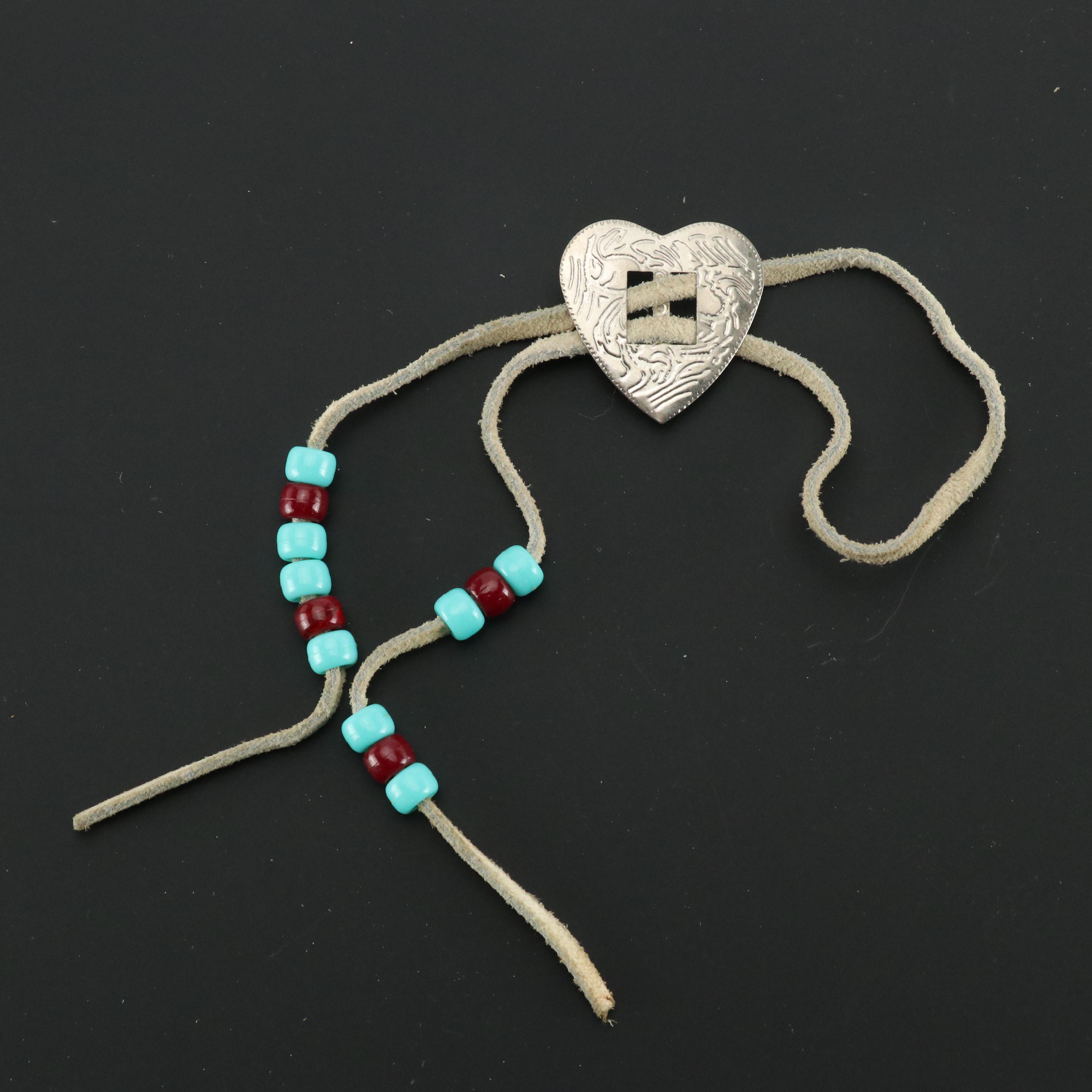 Southwestern Style Bolo Tie and Beaded Choker Necklace