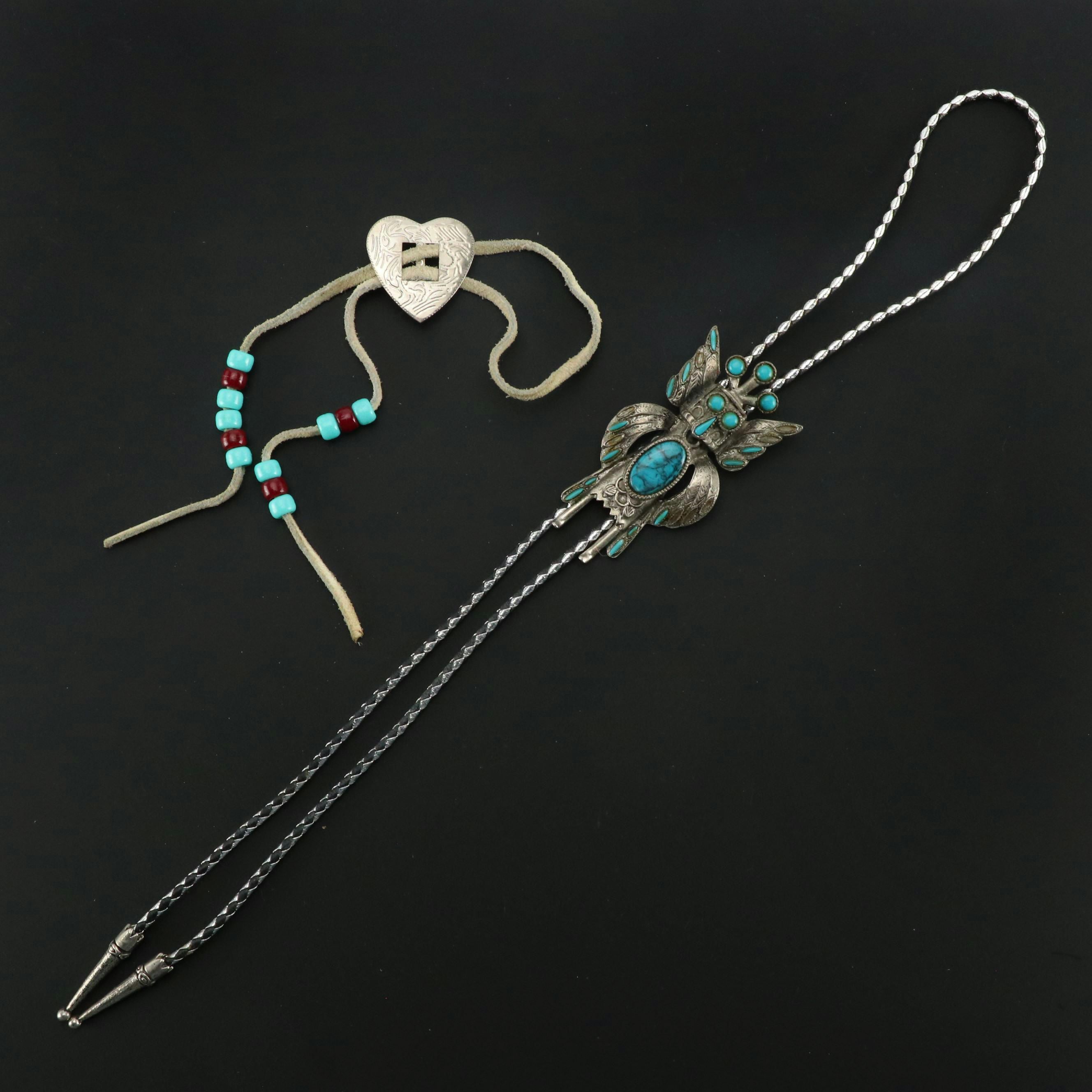Southwestern Style Bolo Tie and Beaded Choker Necklace