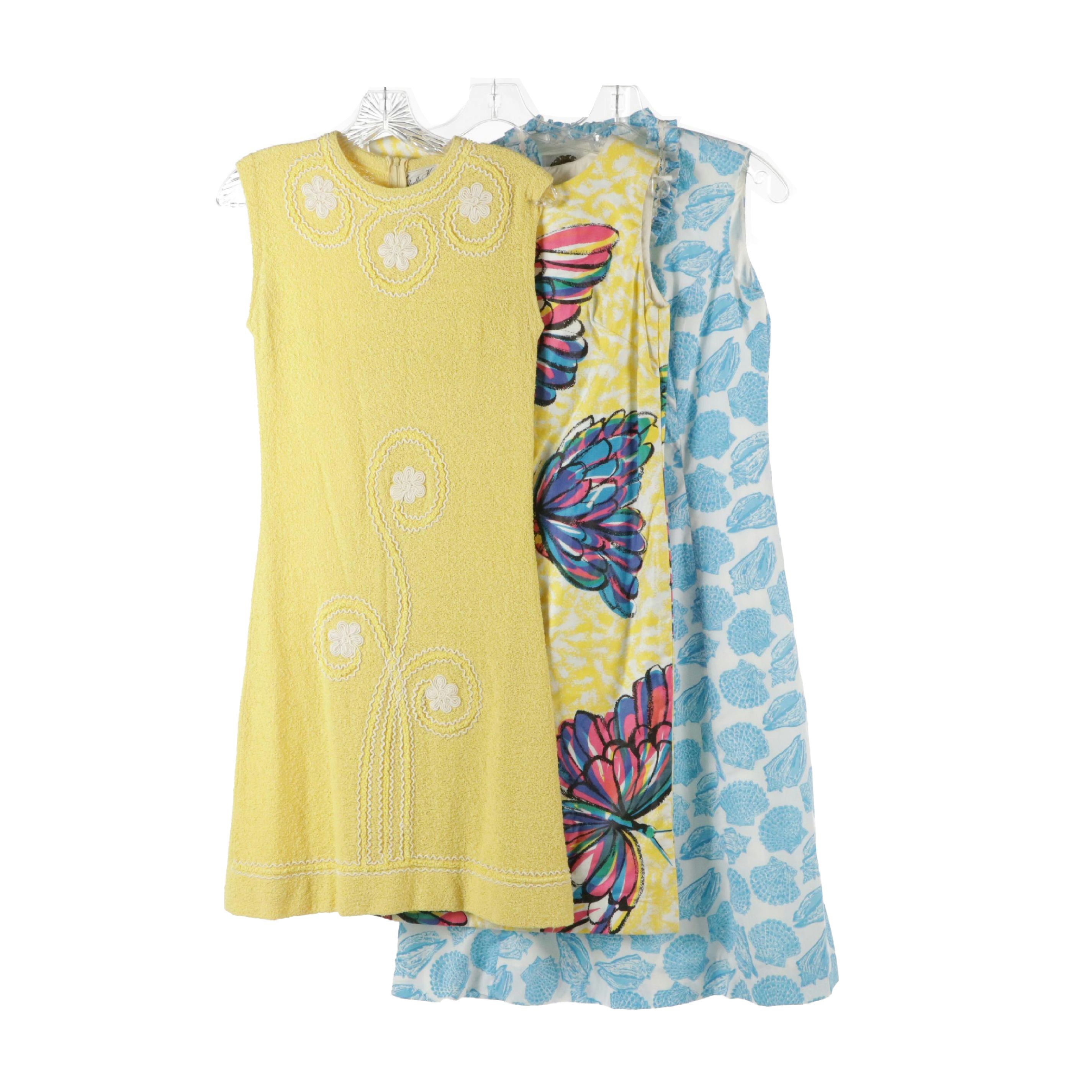 Vintage Apollo Knit, The Sporting Tailors Seashell and Other Printed Shift Dress