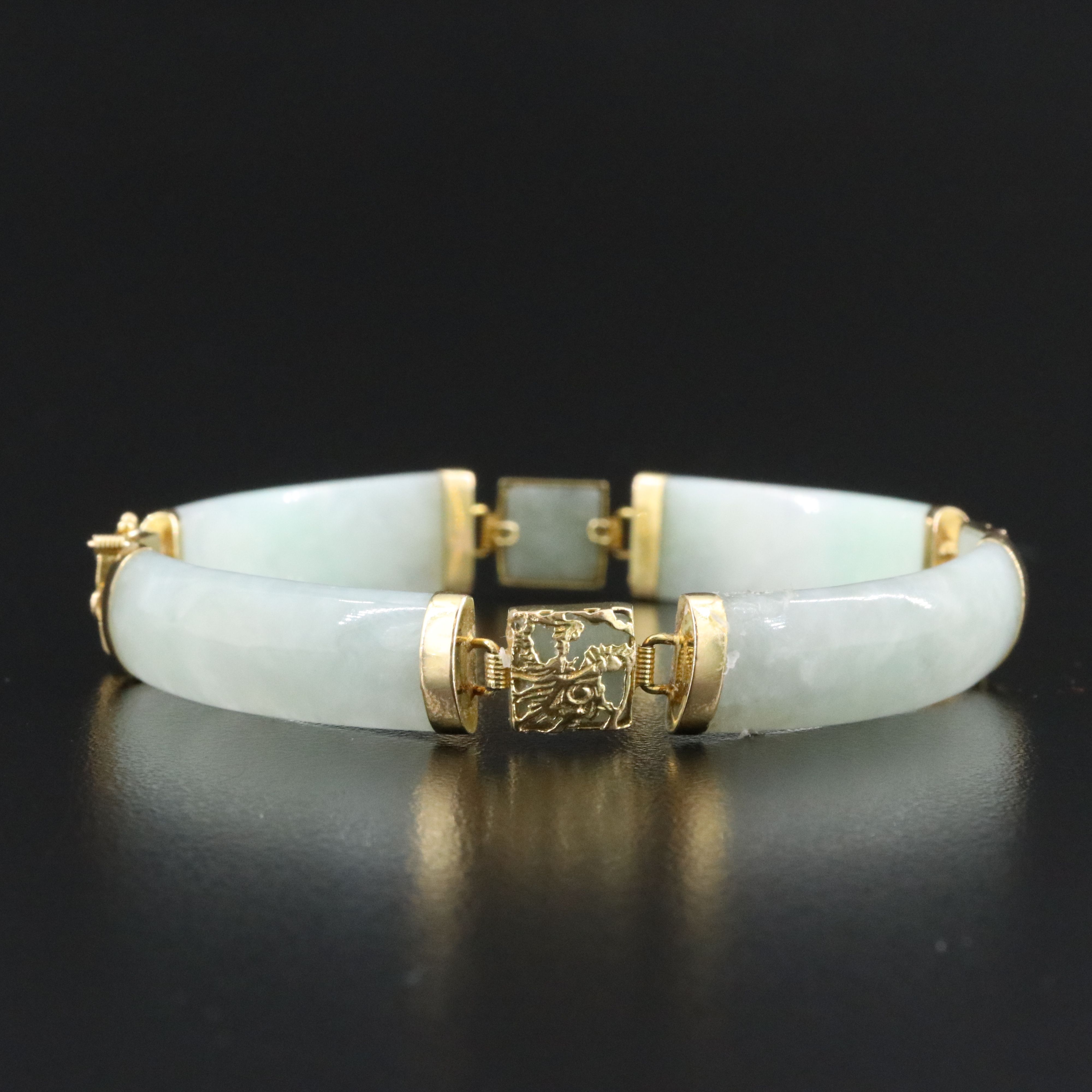 14K Jadeite Dragon Bracelet
