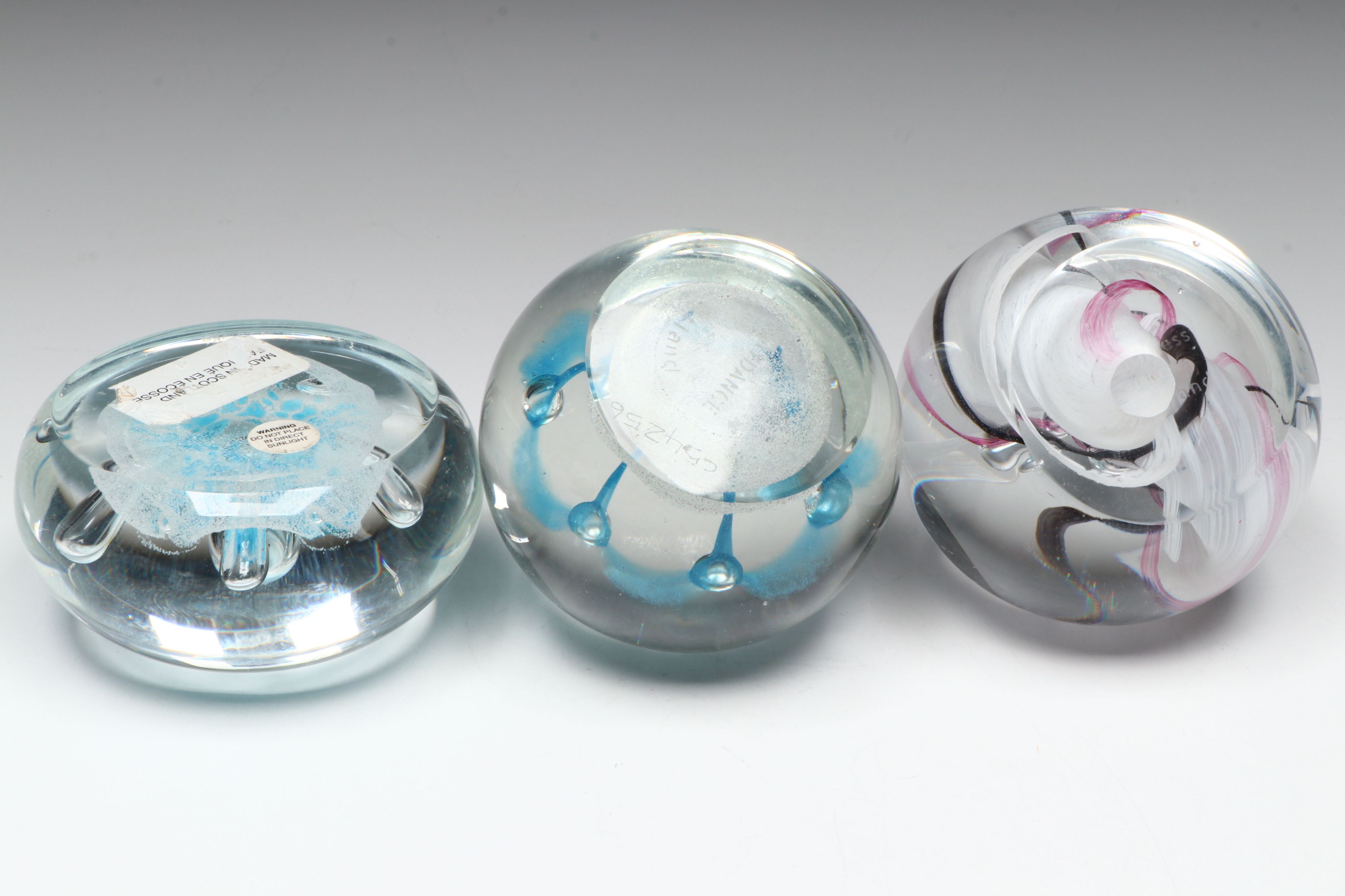 Caithness "Ribbons", "Maydance", "Moon Crystal" and Other Glass Paperweights