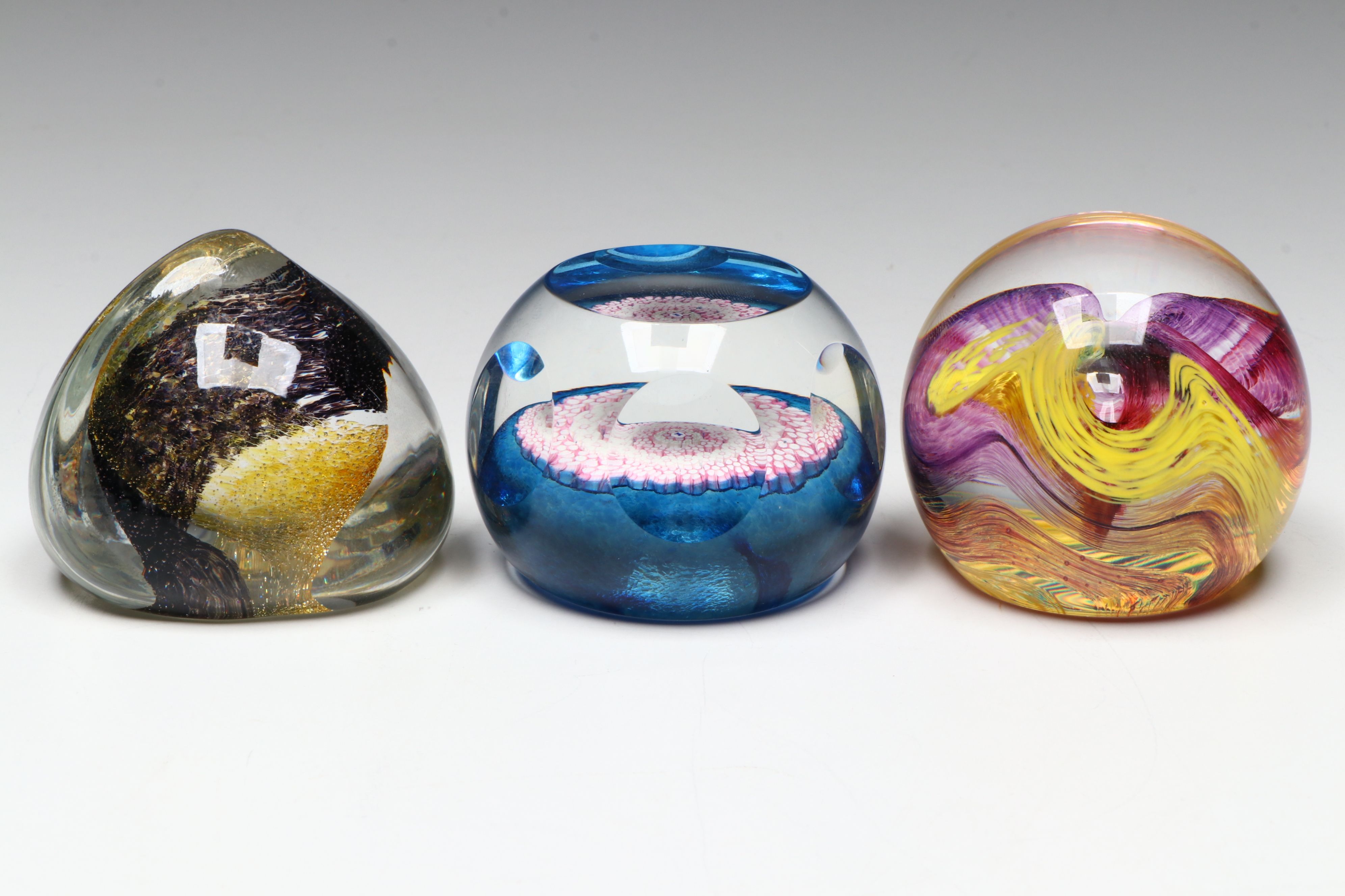 Caithness "Ribbons", "Maydance", "Moon Crystal" and Other Glass Paperweights