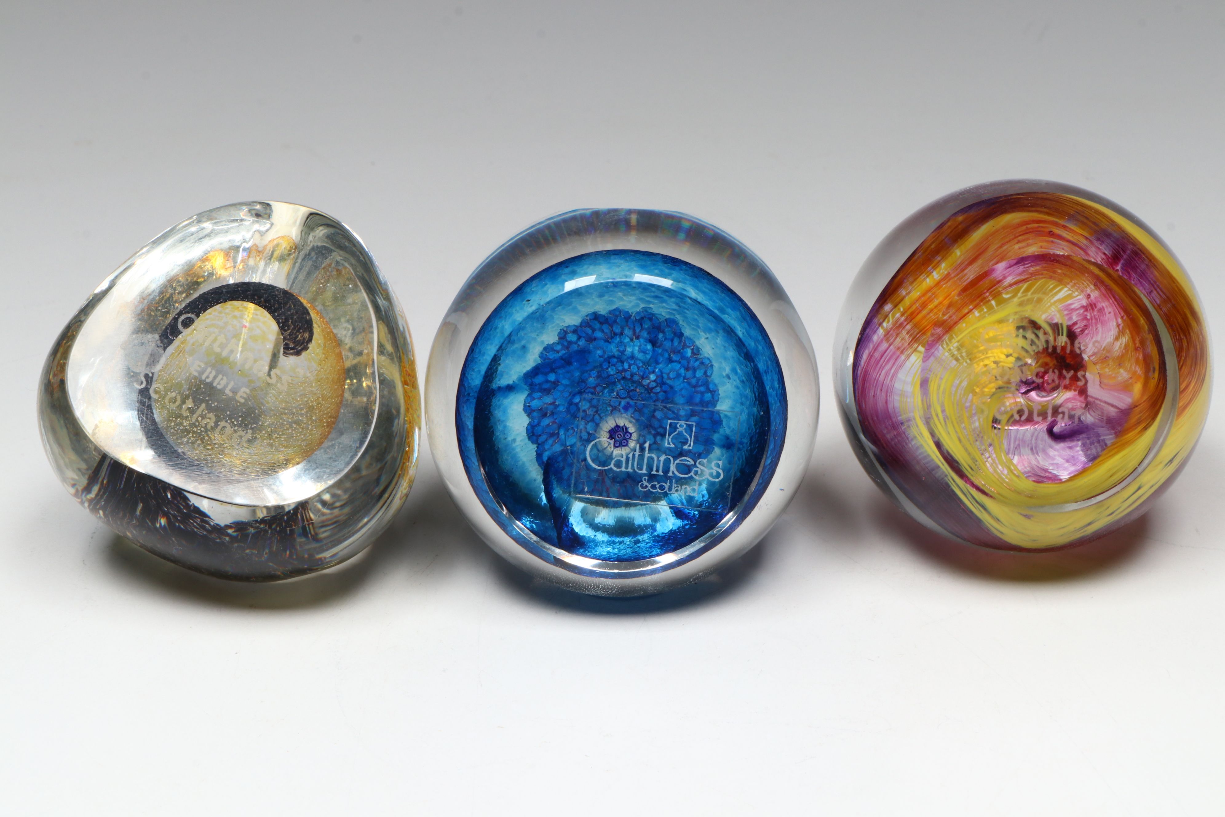 Caithness "Ribbons", "Maydance", "Moon Crystal" and Other Glass Paperweights