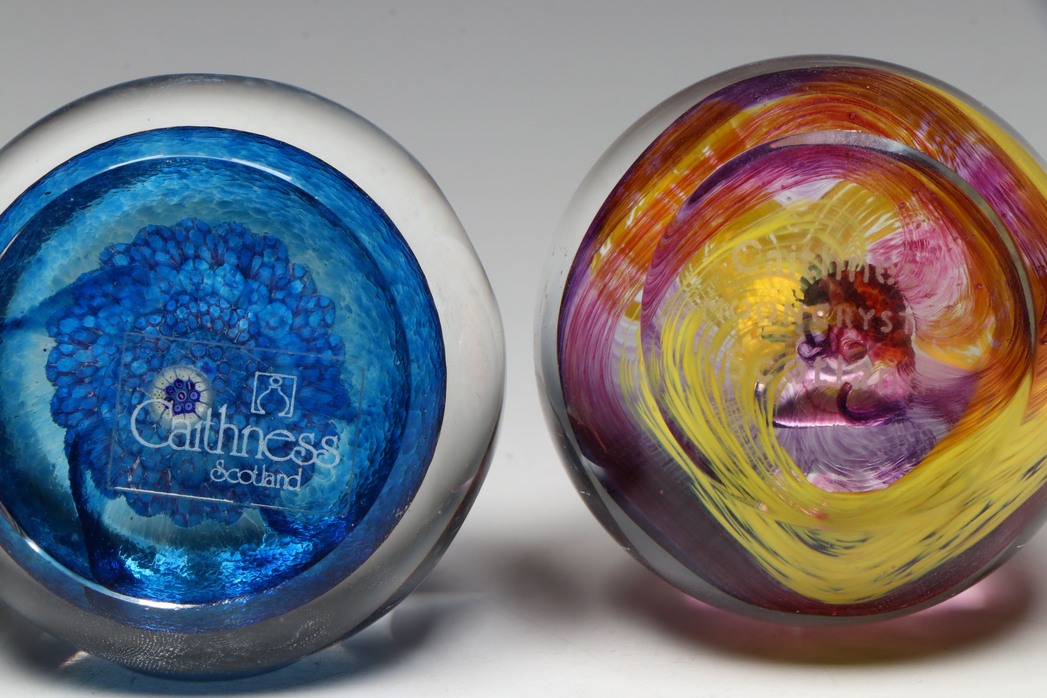 Caithness "Ribbons", "Maydance", "Moon Crystal" and Other Glass Paperweights