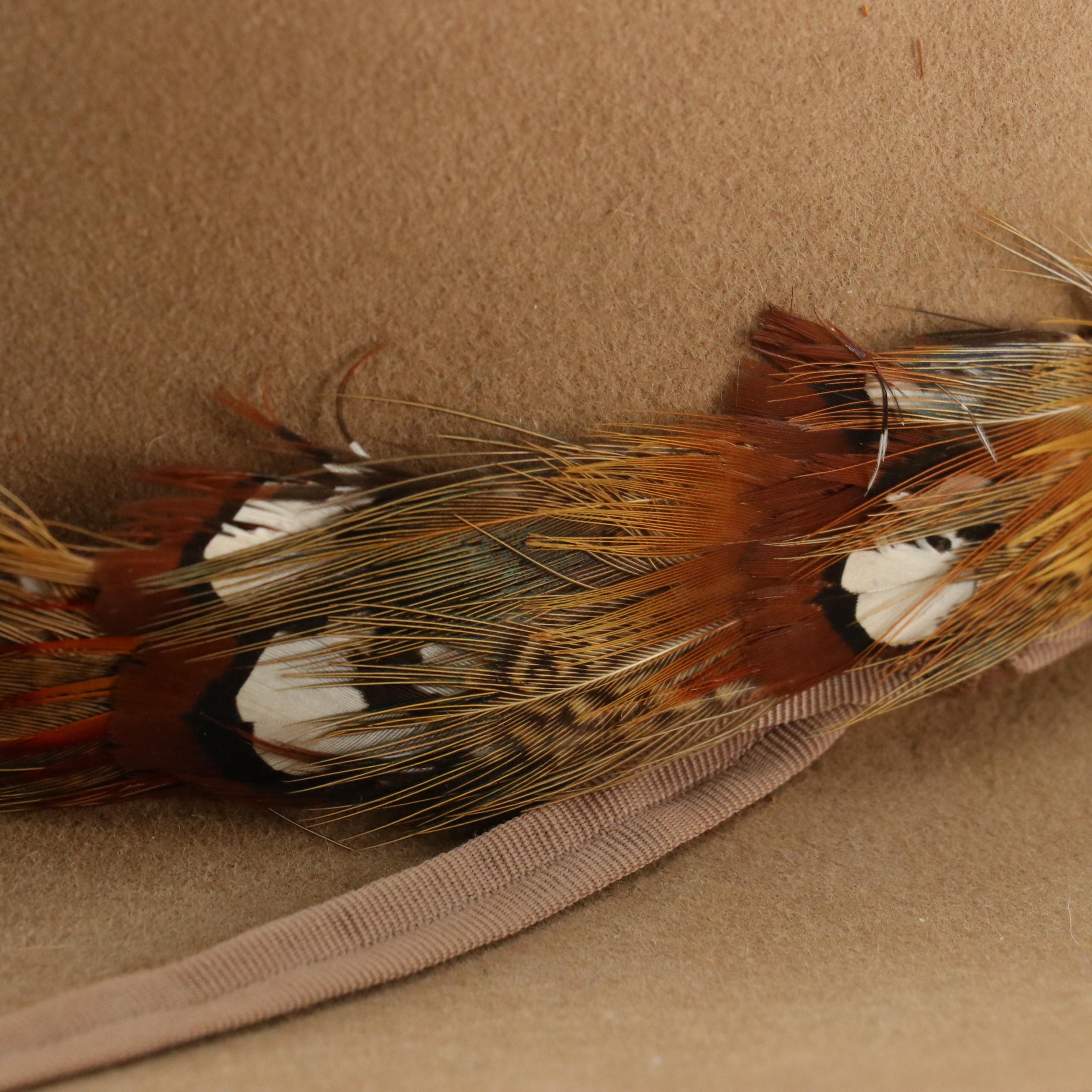 Stetson 3X Beaver Fur Felt Cowboy Hat with Feathered Hat Band