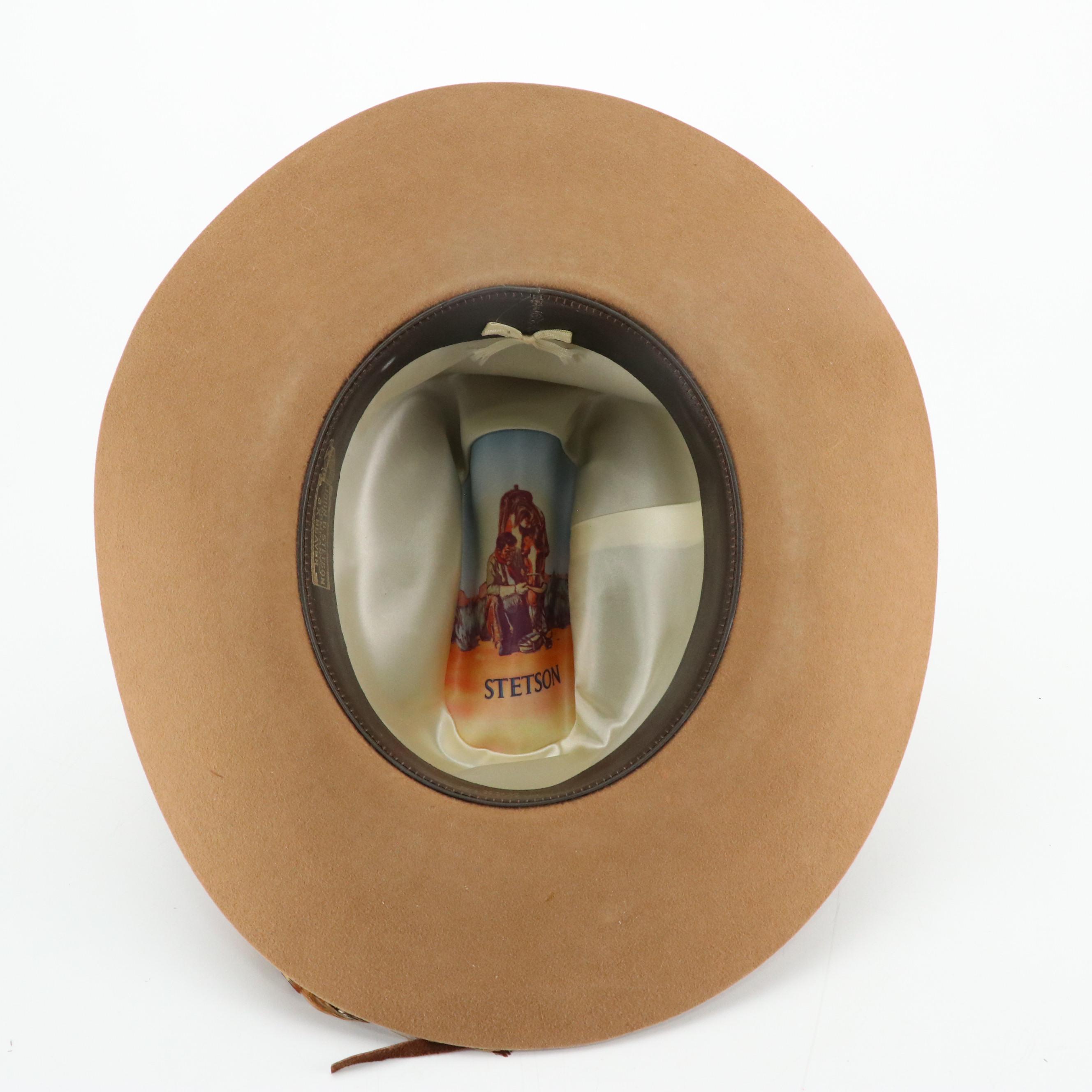 Stetson 3X Beaver Fur Felt Cowboy Hat with Feathered Hat Band