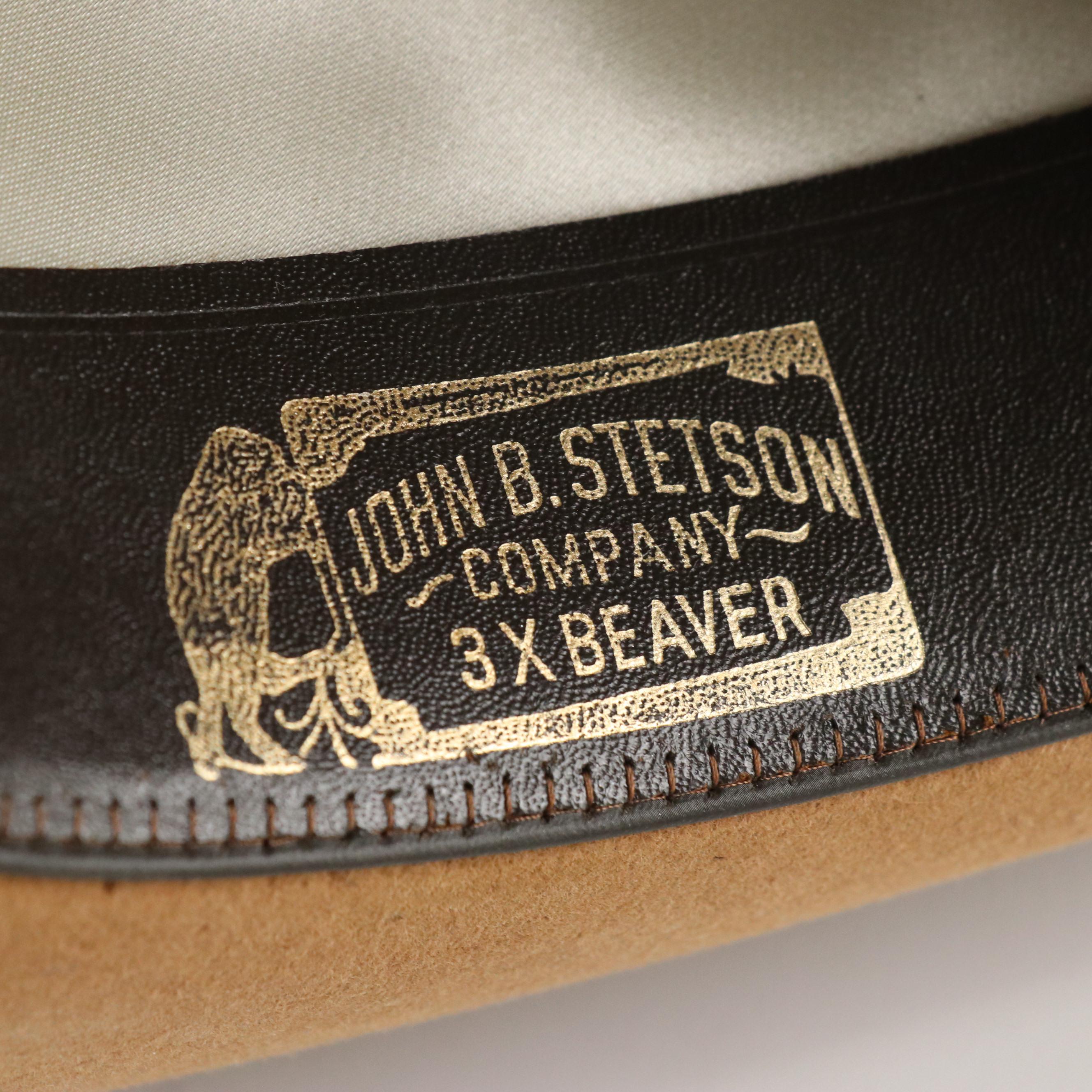 Stetson 3X Beaver Fur Felt Cowboy Hat with Feathered Hat Band