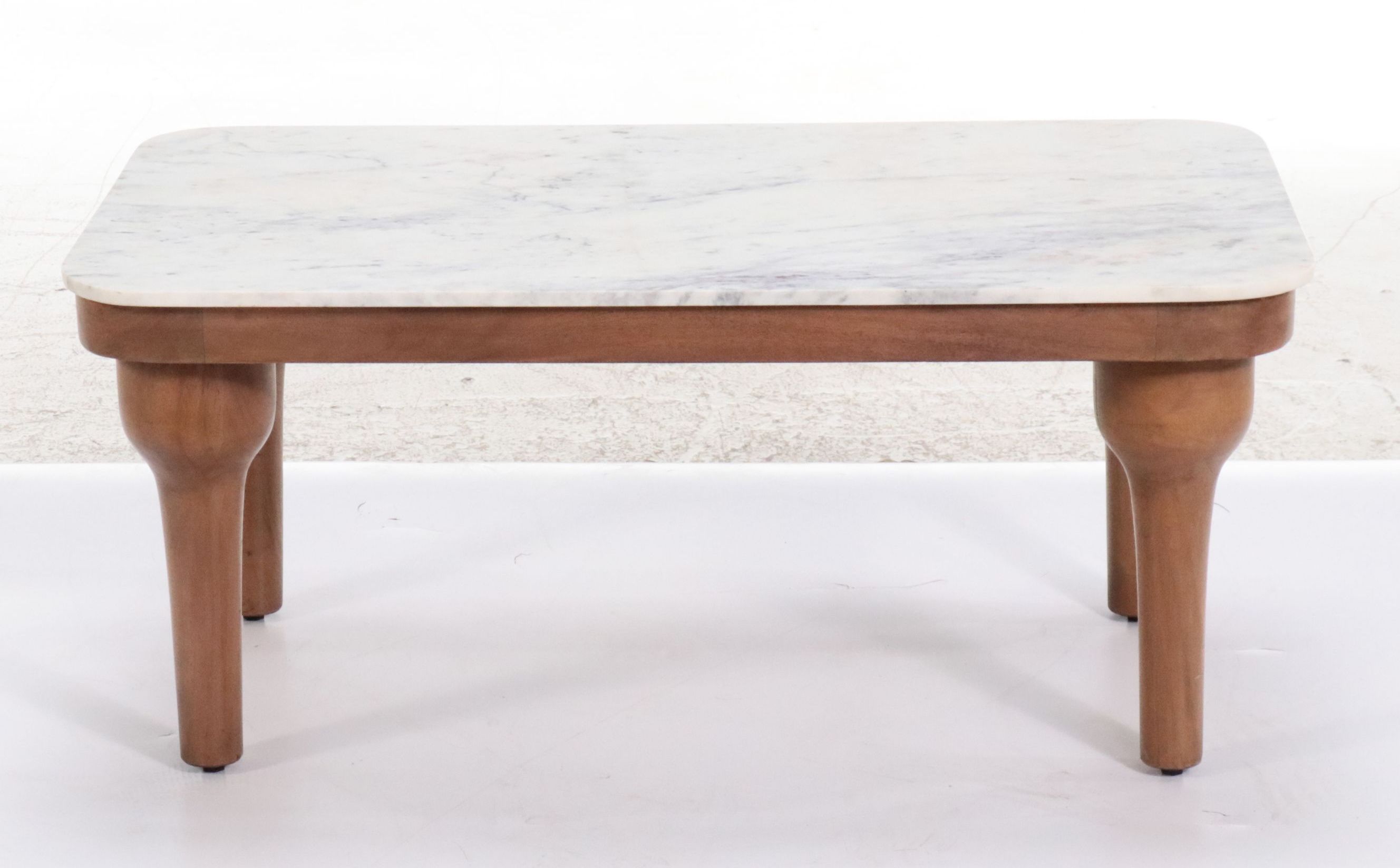 Matthew Izzo Contemporary Mango Wood Coffee Table with Marble Top