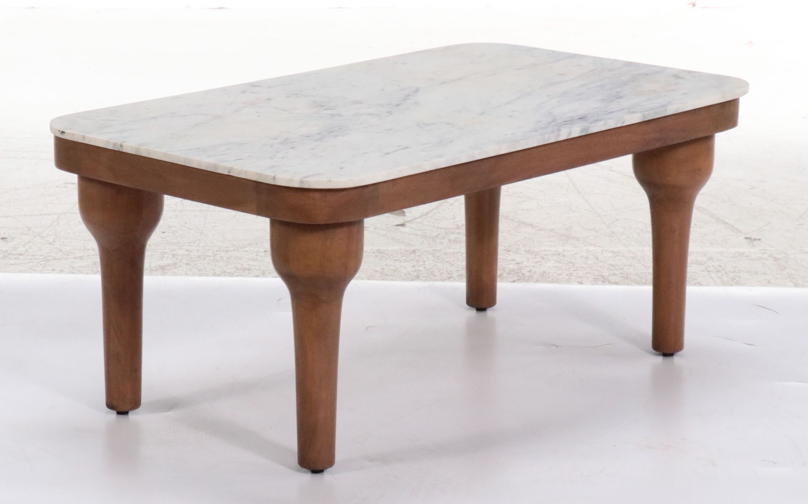 Matthew Izzo Contemporary Mango Wood Coffee Table with Marble Top