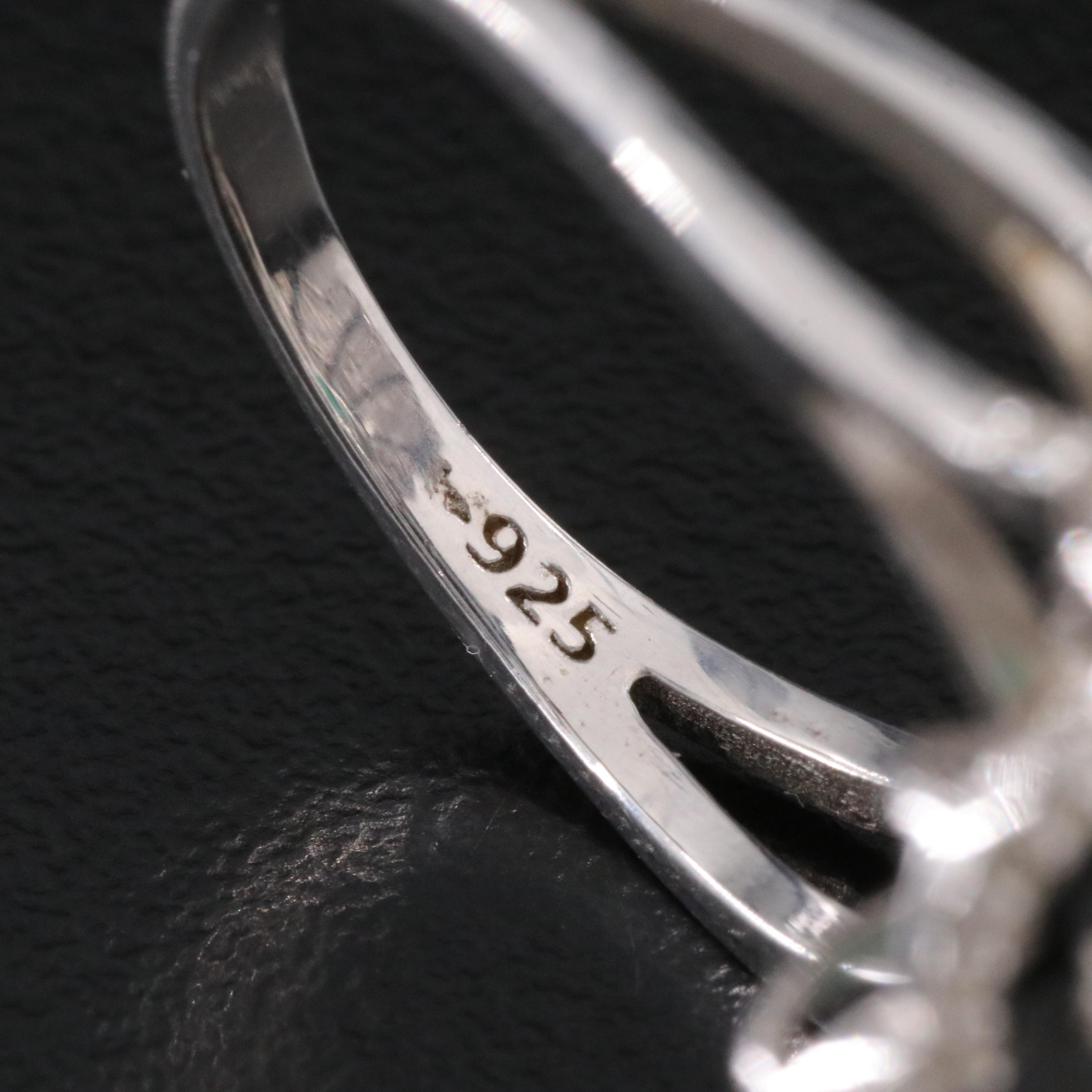 Sterling 2.10 CT Emerald, Diamond and Enamel Ring