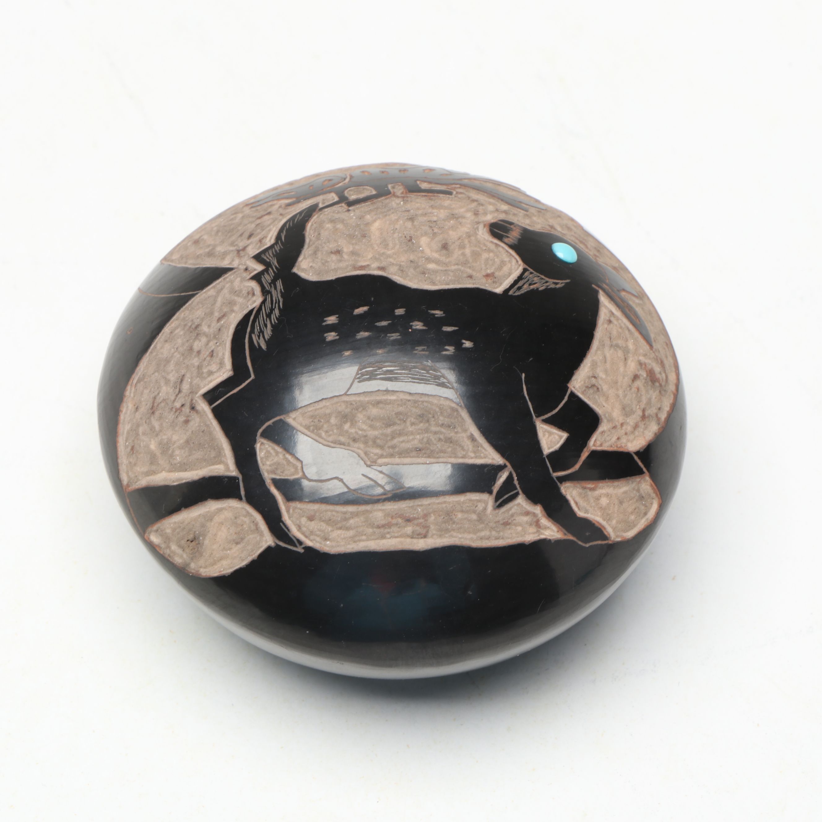 Stephen Baca Santa Clara Pueblo Sgraffito Seed Pot