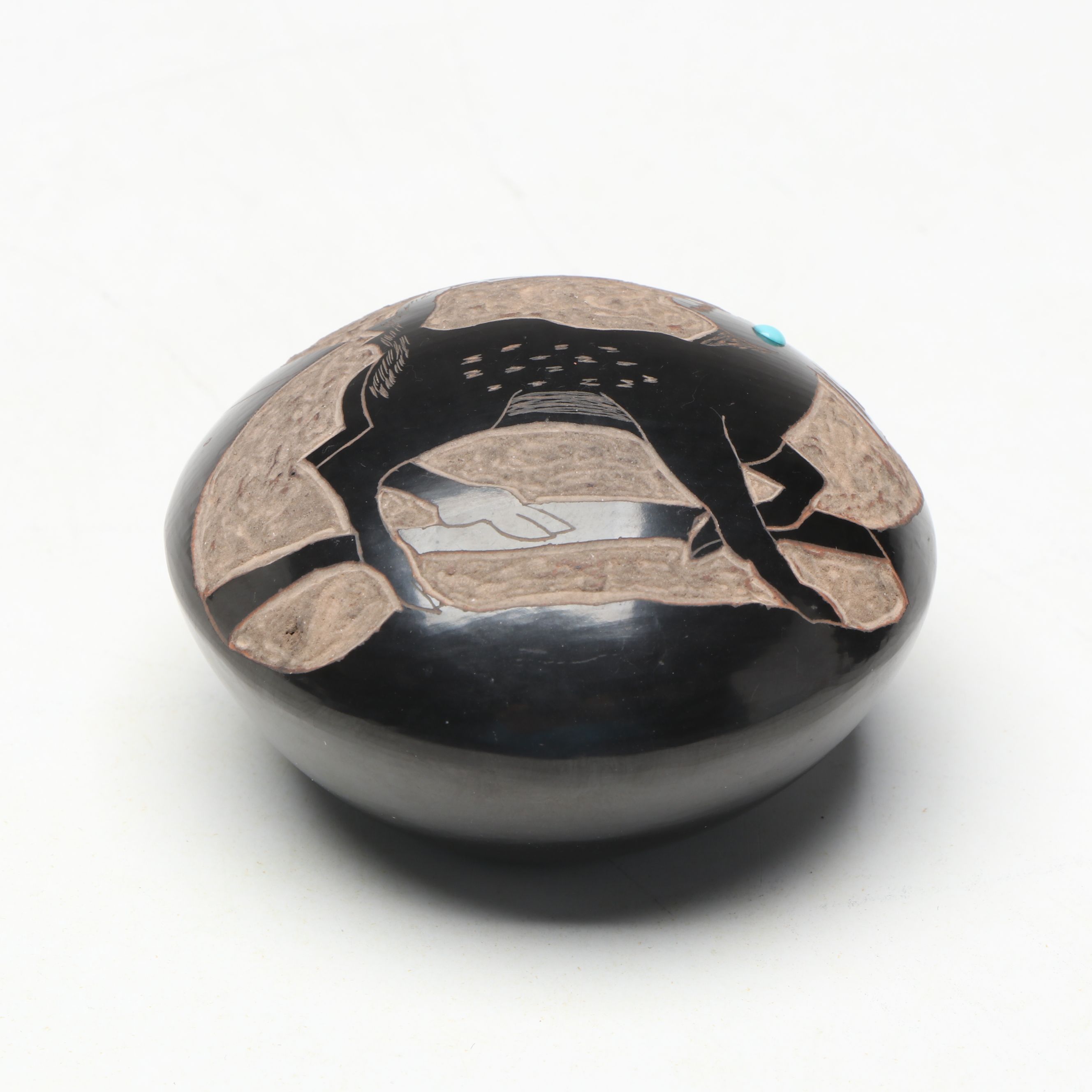 Stephen Baca Santa Clara Pueblo Sgraffito Seed Pot