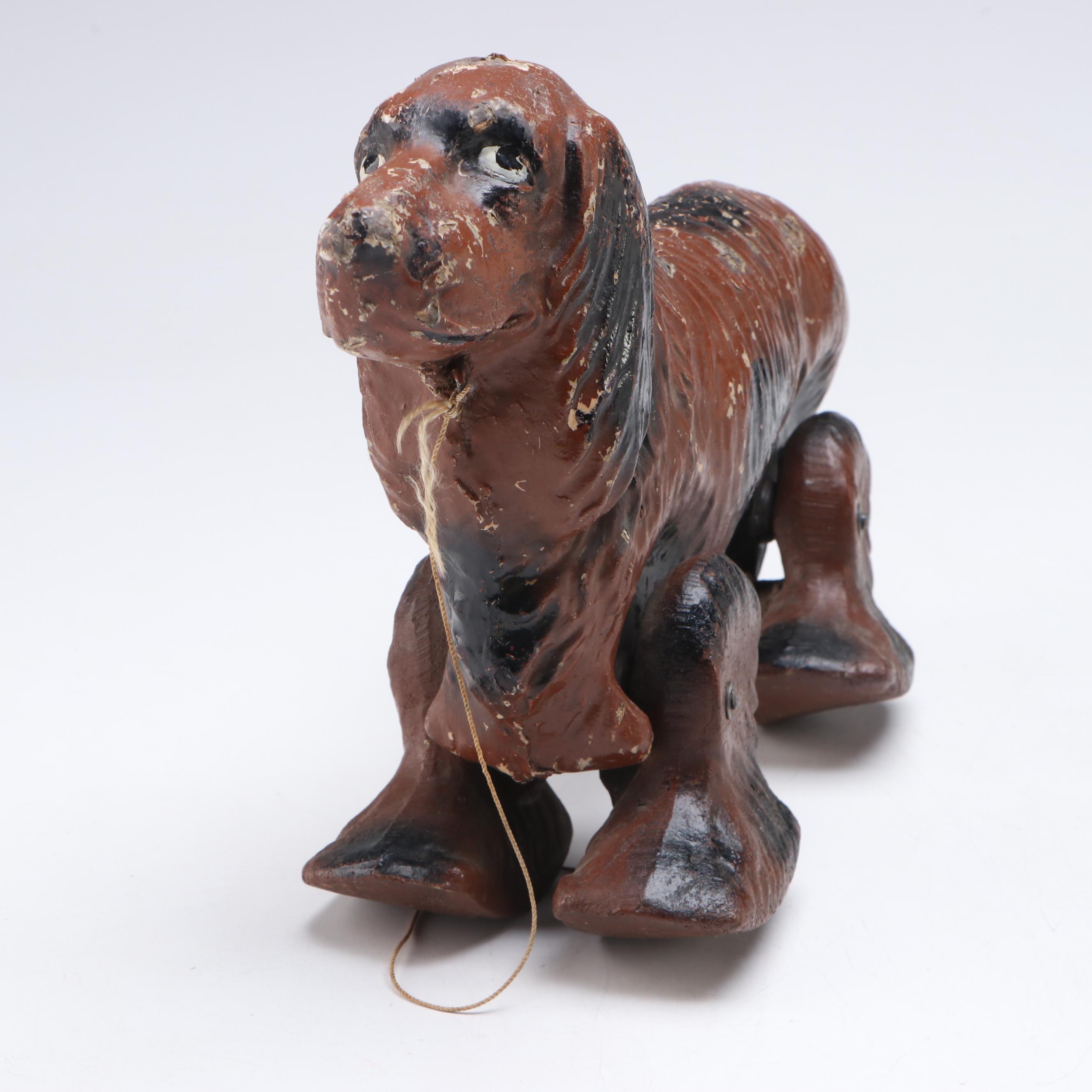 Noma Cocker Spaniel "See Em' Walk" Composite Pull Toy, Mid-20th Century