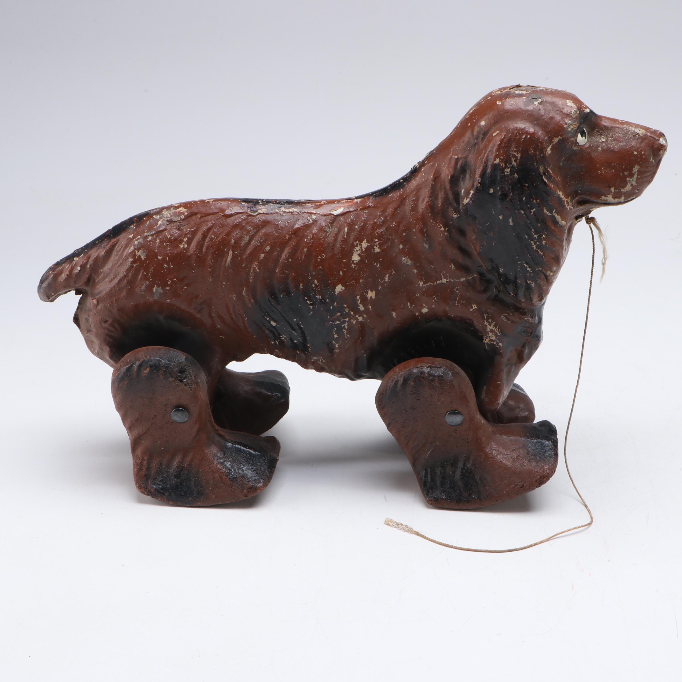 Noma Cocker Spaniel "See Em' Walk" Composite Pull Toy, Mid-20th Century