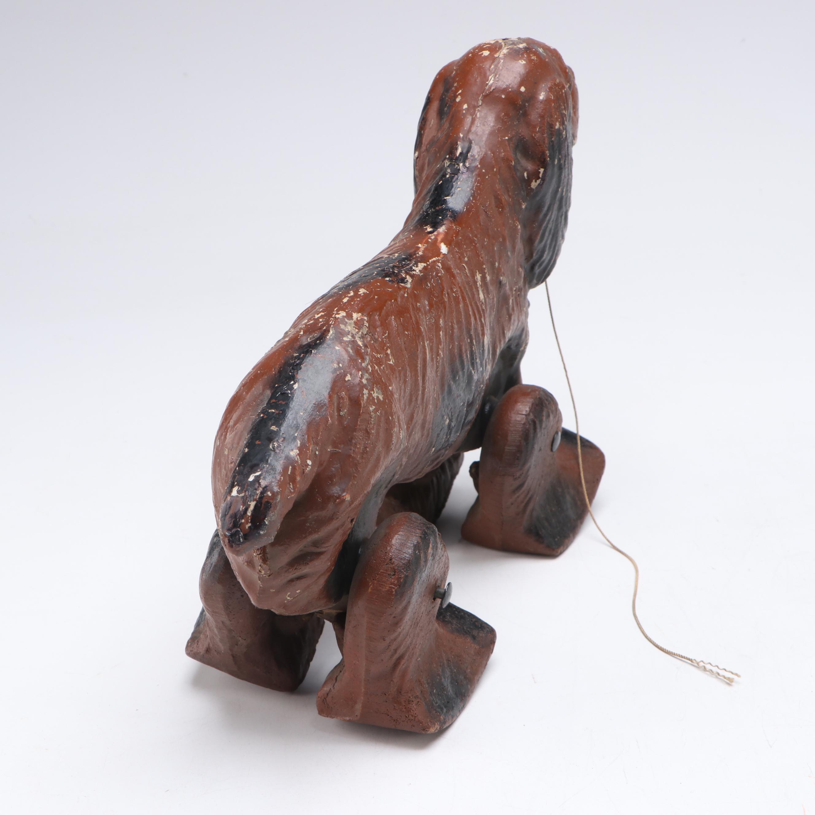 Noma Cocker Spaniel "See Em' Walk" Composite Pull Toy, Mid-20th Century