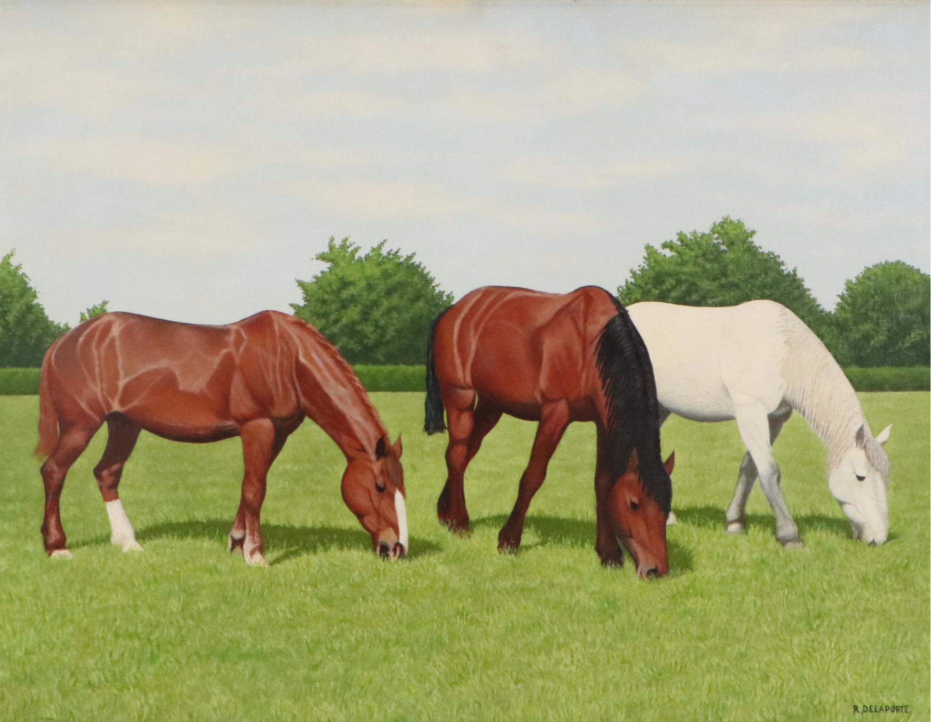 Roger Delaporte Oil Painting "Dans une Prairie," Circa 1961