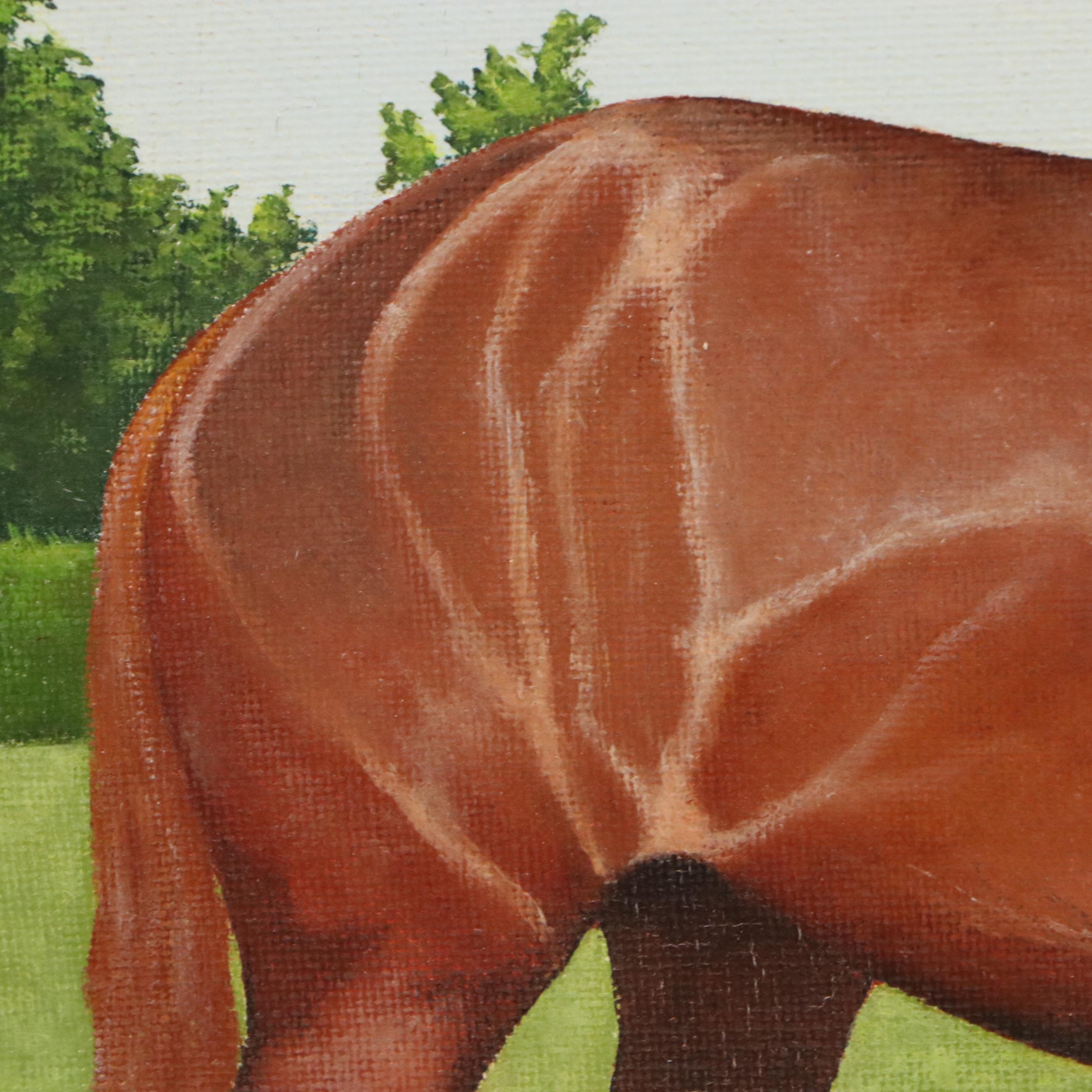 Roger Delaporte Oil Painting "Dans une Prairie," Circa 1961