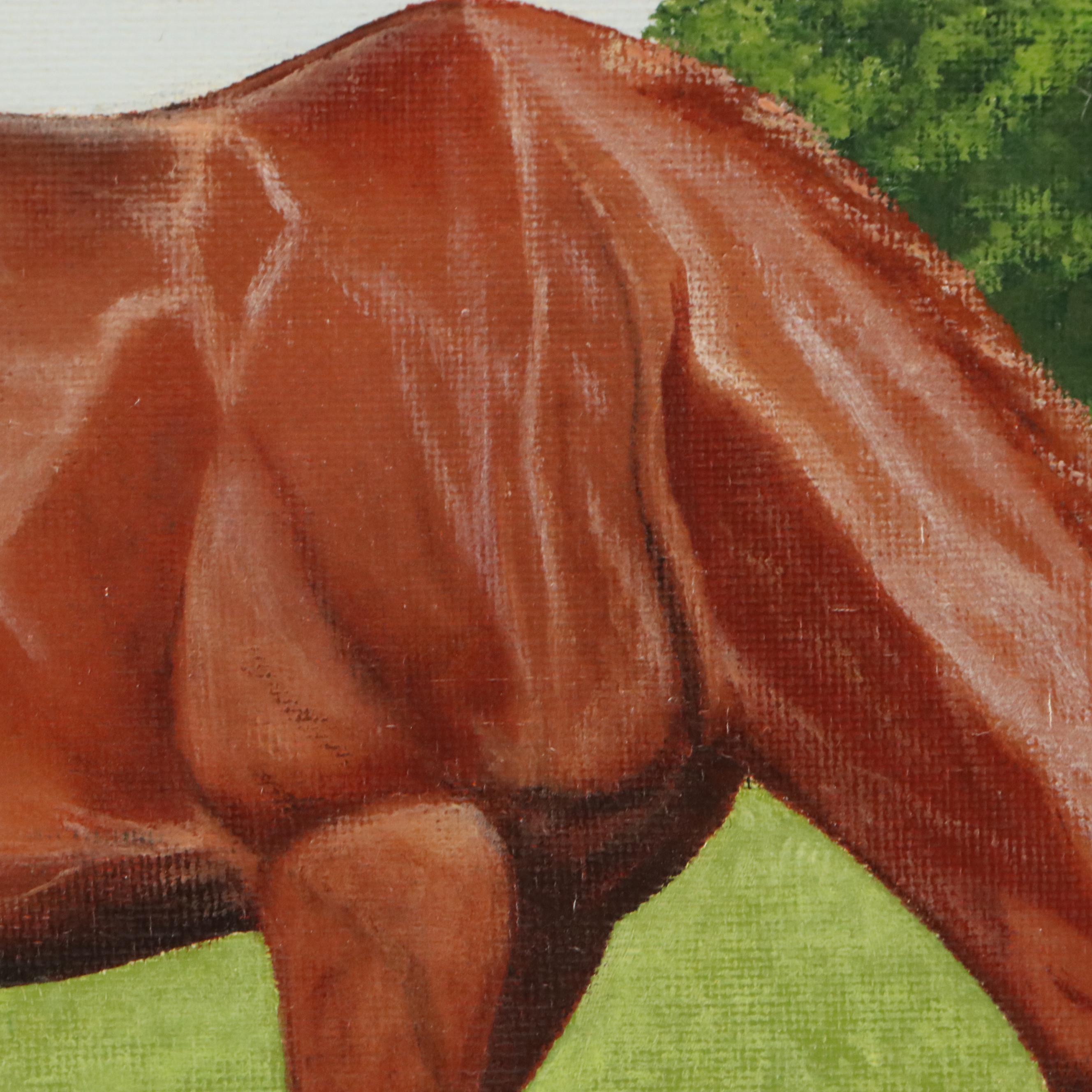 Roger Delaporte Oil Painting "Dans une Prairie," Circa 1961