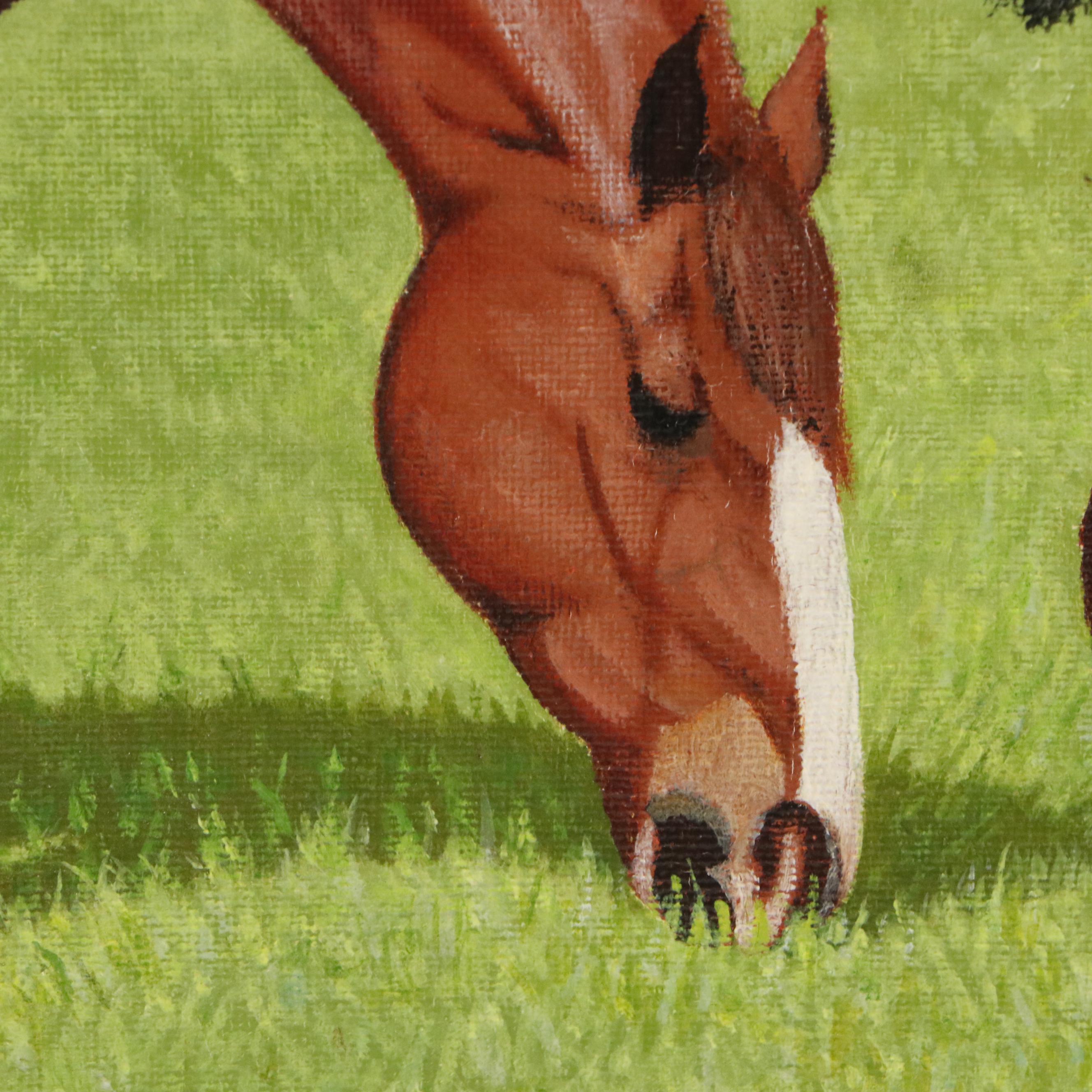 Roger Delaporte Oil Painting "Dans une Prairie," Circa 1961