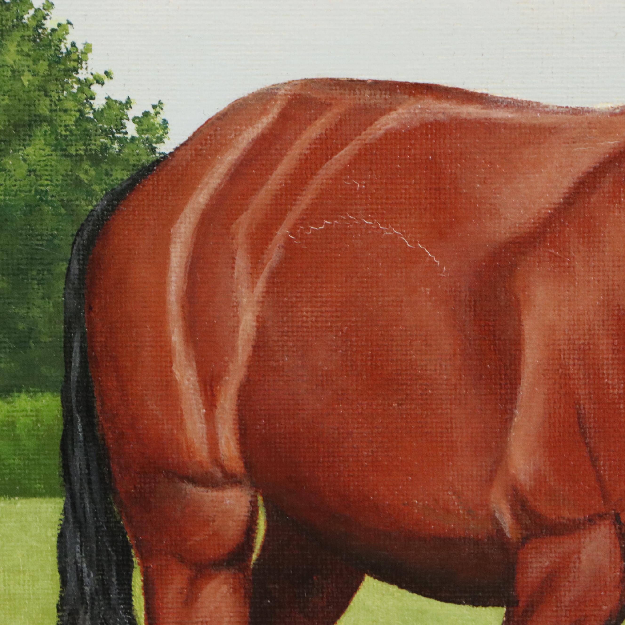 Roger Delaporte Oil Painting "Dans une Prairie," Circa 1961