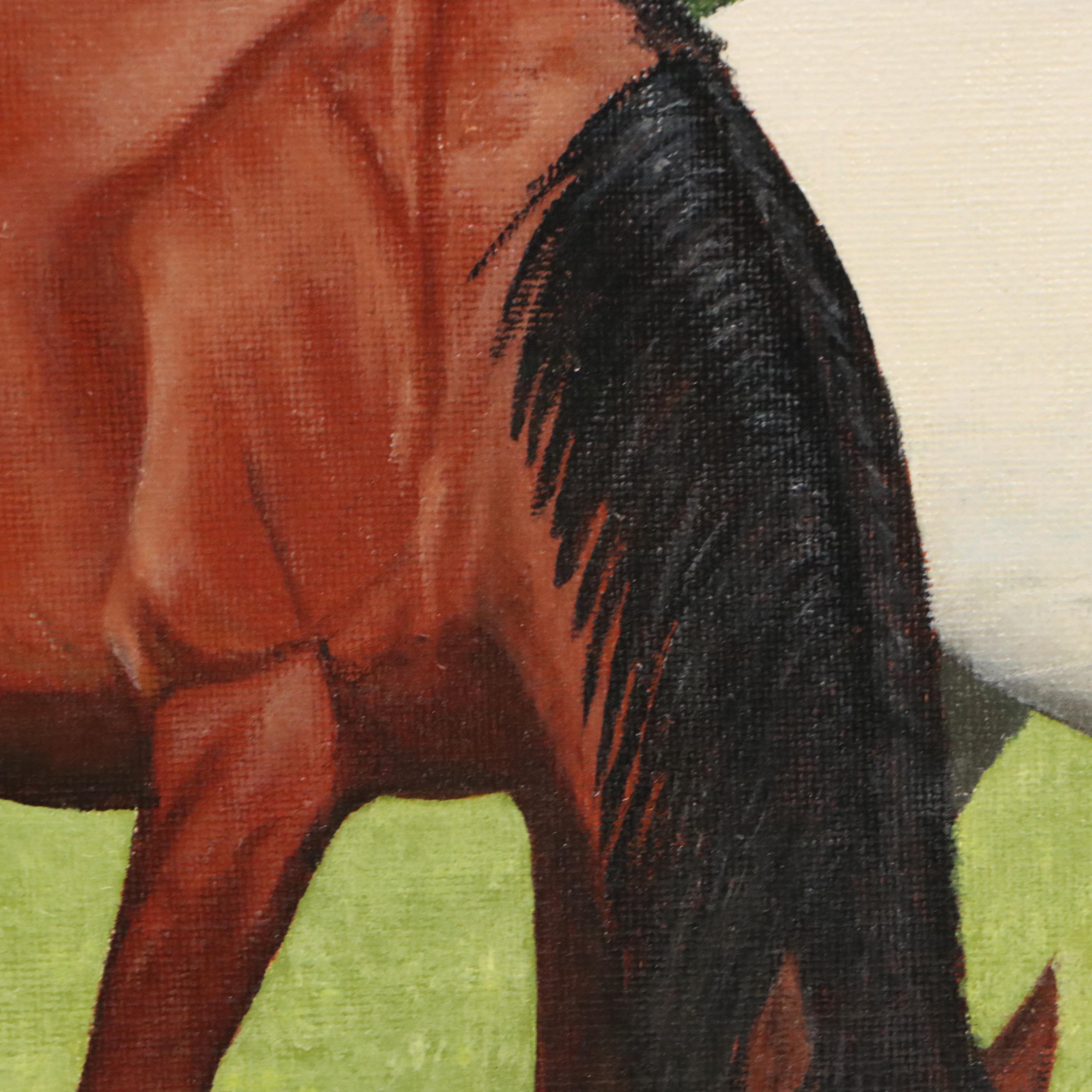 Roger Delaporte Oil Painting "Dans une Prairie," Circa 1961