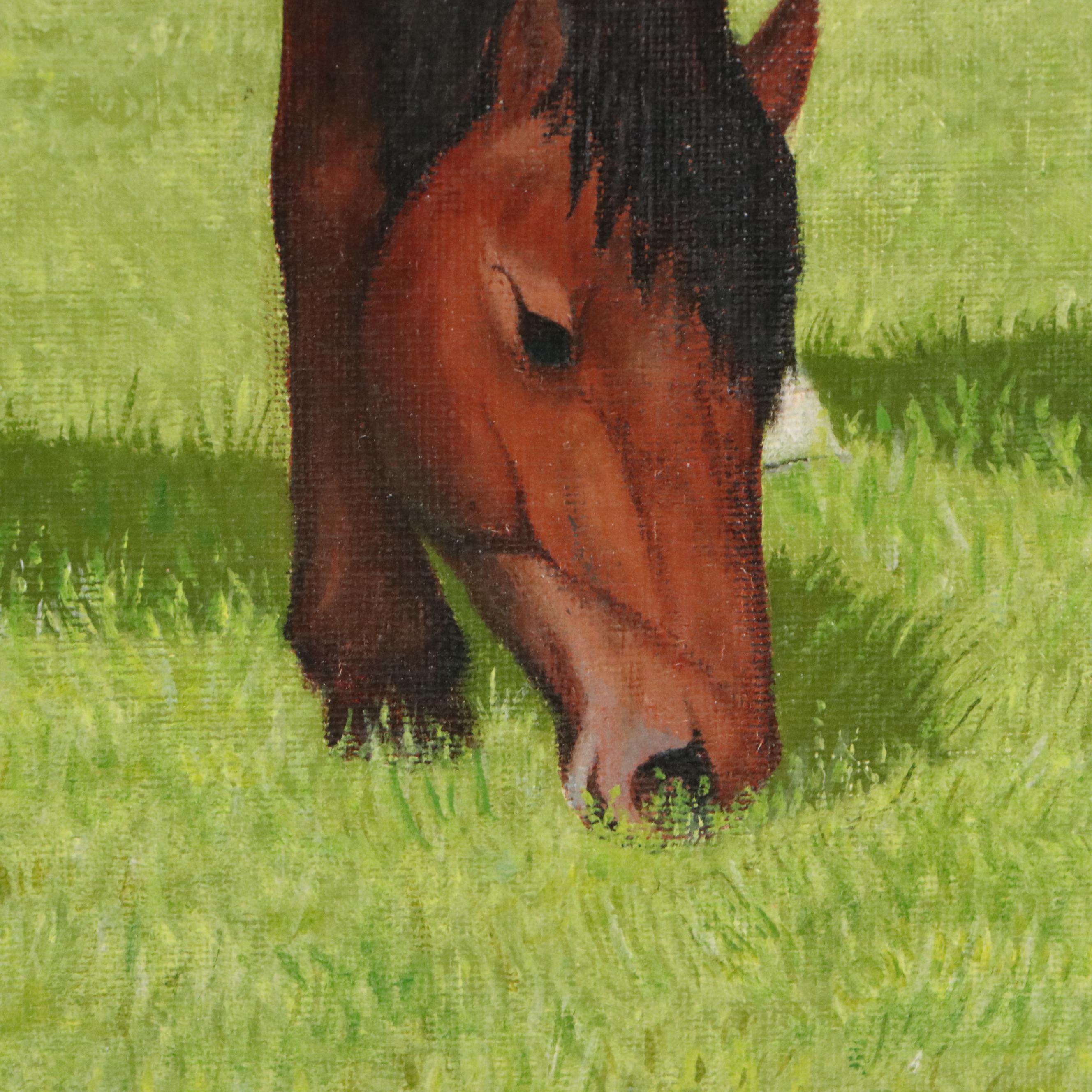 Roger Delaporte Oil Painting "Dans une Prairie," Circa 1961