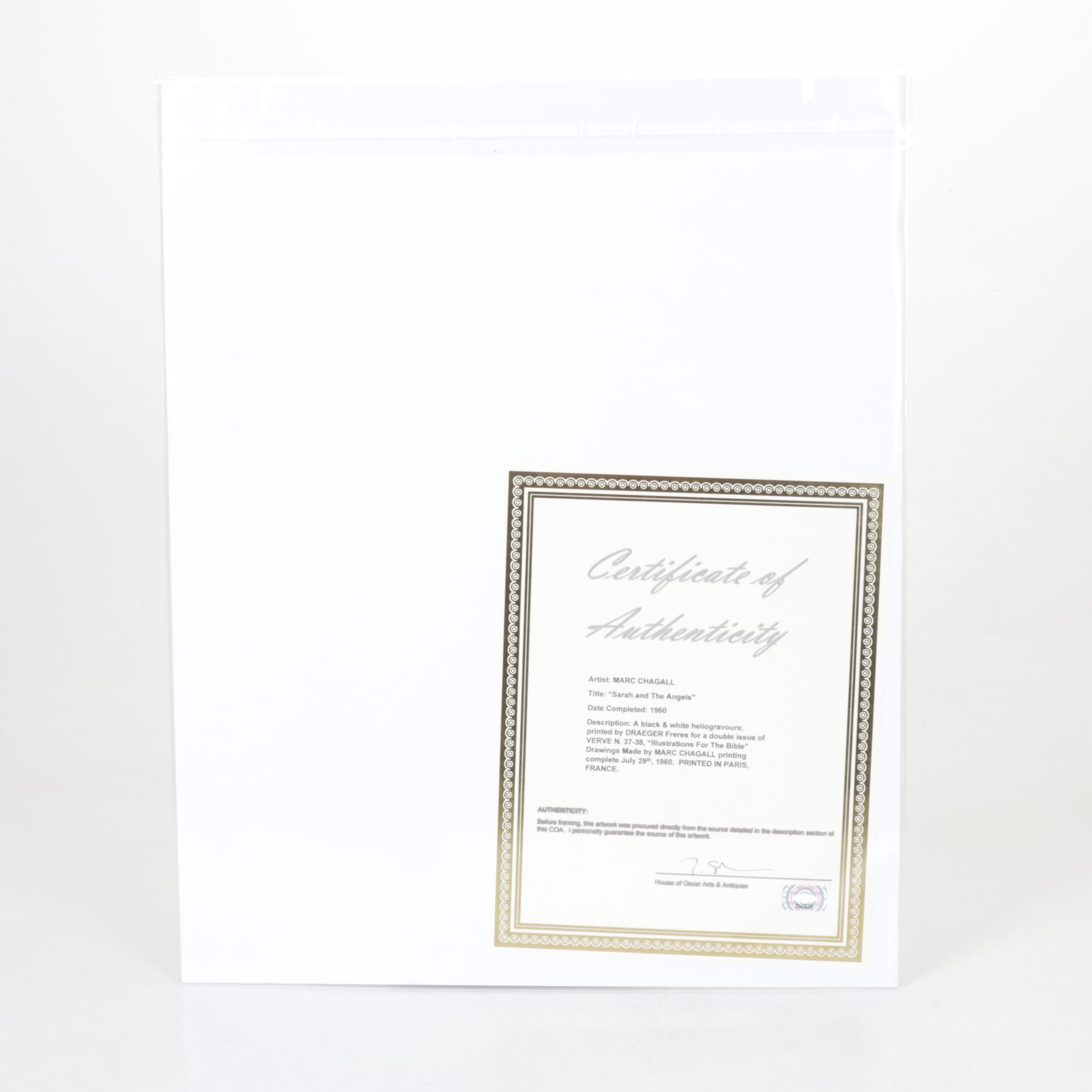 After Marc Chagall Offset Lithograph "Sarah and the Angels", 1960