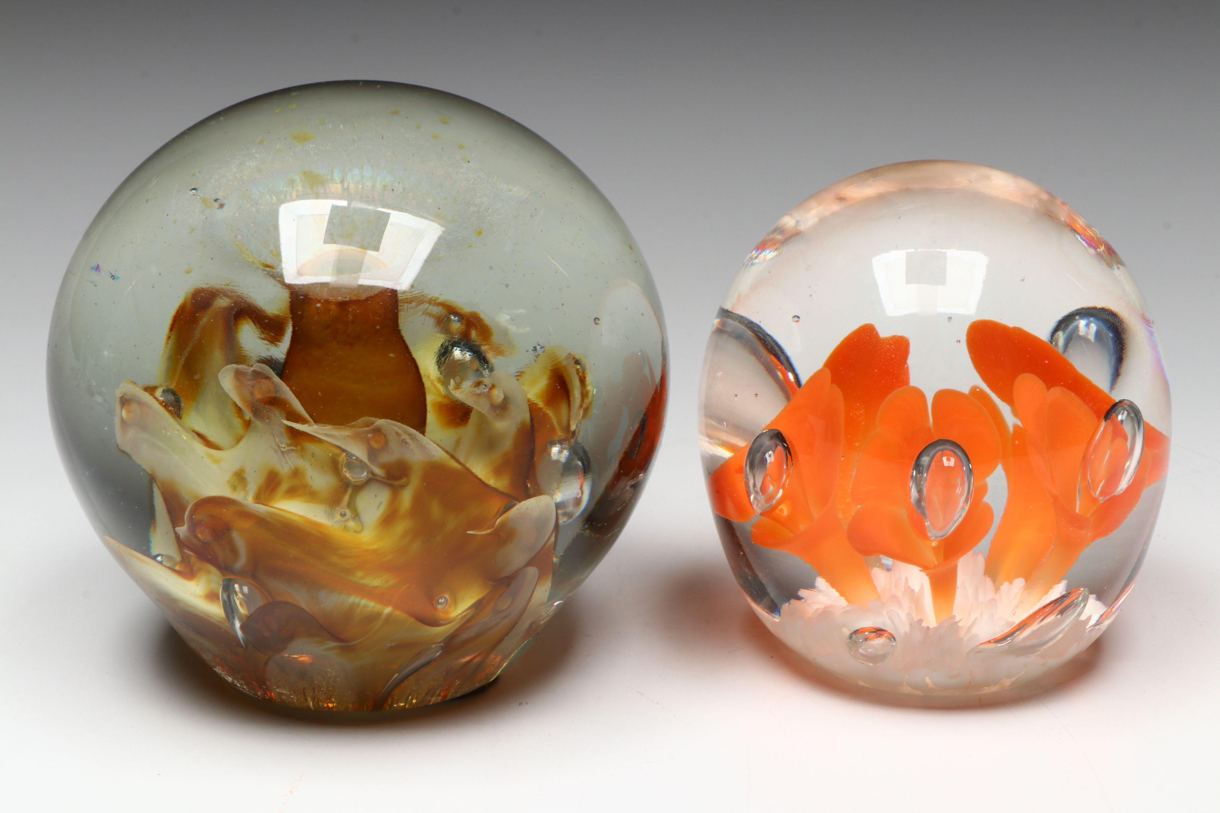 Joe St. Clair, DR, JB and Other Floral Handblown Glass Paperweights