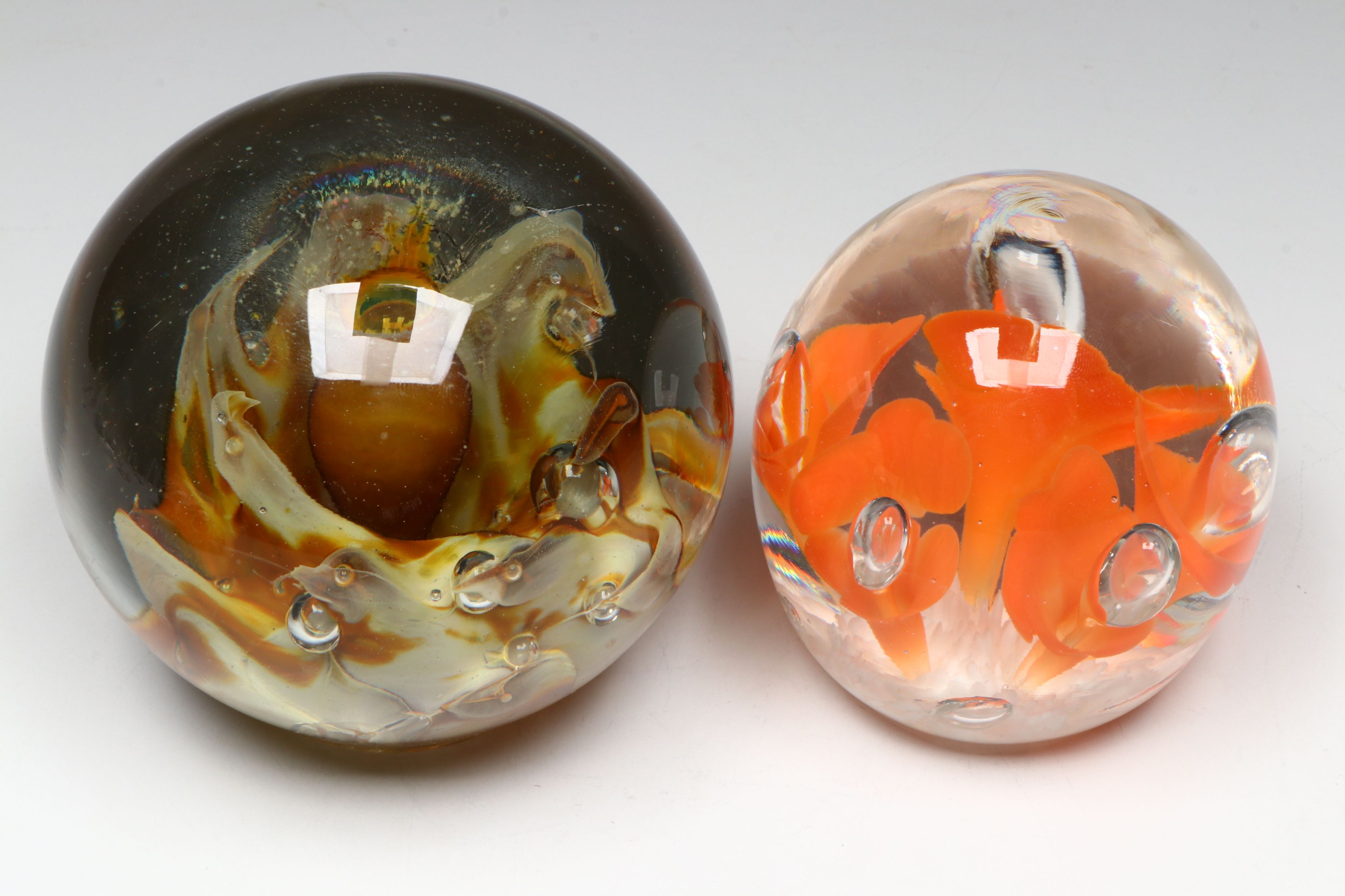 Joe St. Clair, DR, JB and Other Floral Handblown Glass Paperweights