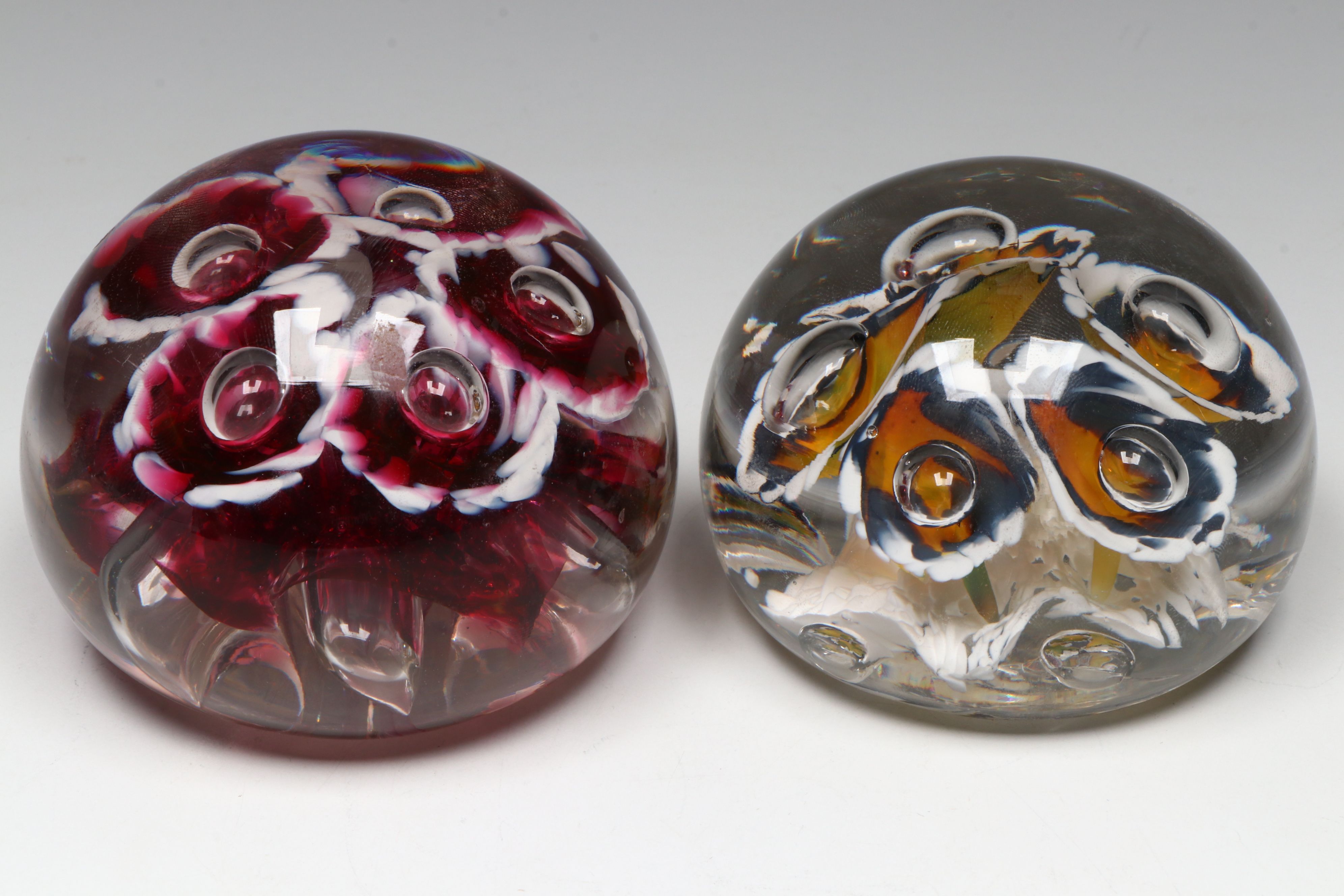 Joe St. Clair, DR, JB and Other Floral Handblown Glass Paperweights